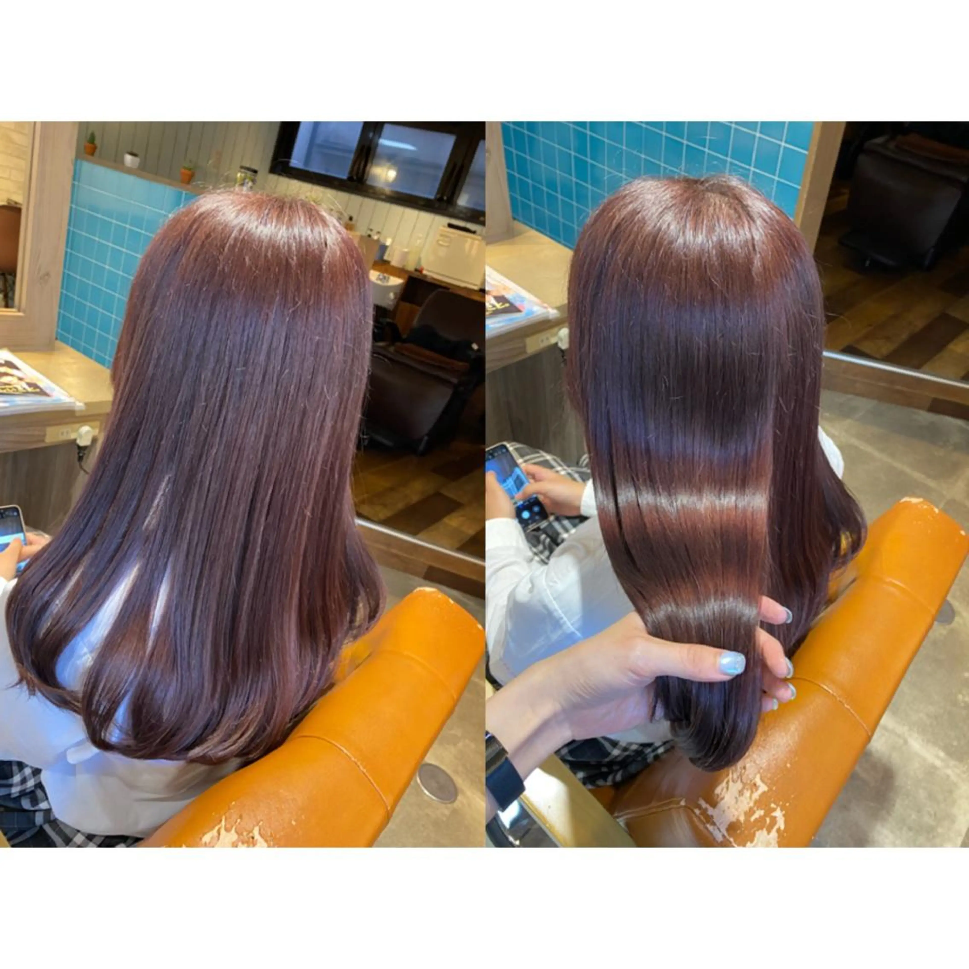 カラー ブリーチ ブラウンカラー ピンクカラー カット トリートメント 🐻結んで可愛い hair EMI🐻のヘアスタイル