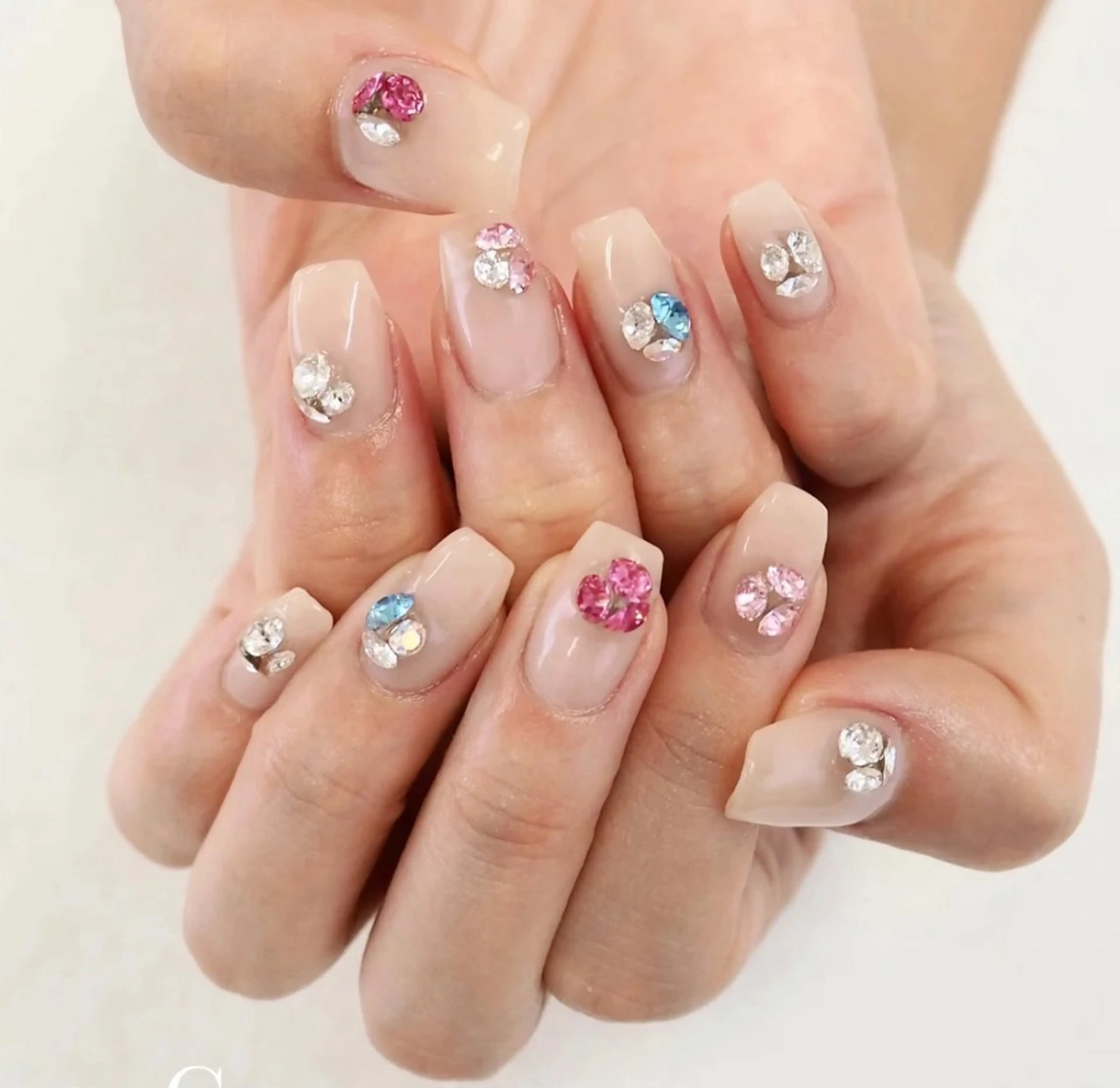 ネイル アートネイル チークネイル 長さ出し フラッシュネイル フットネイル YK Rinのネイルデザイン