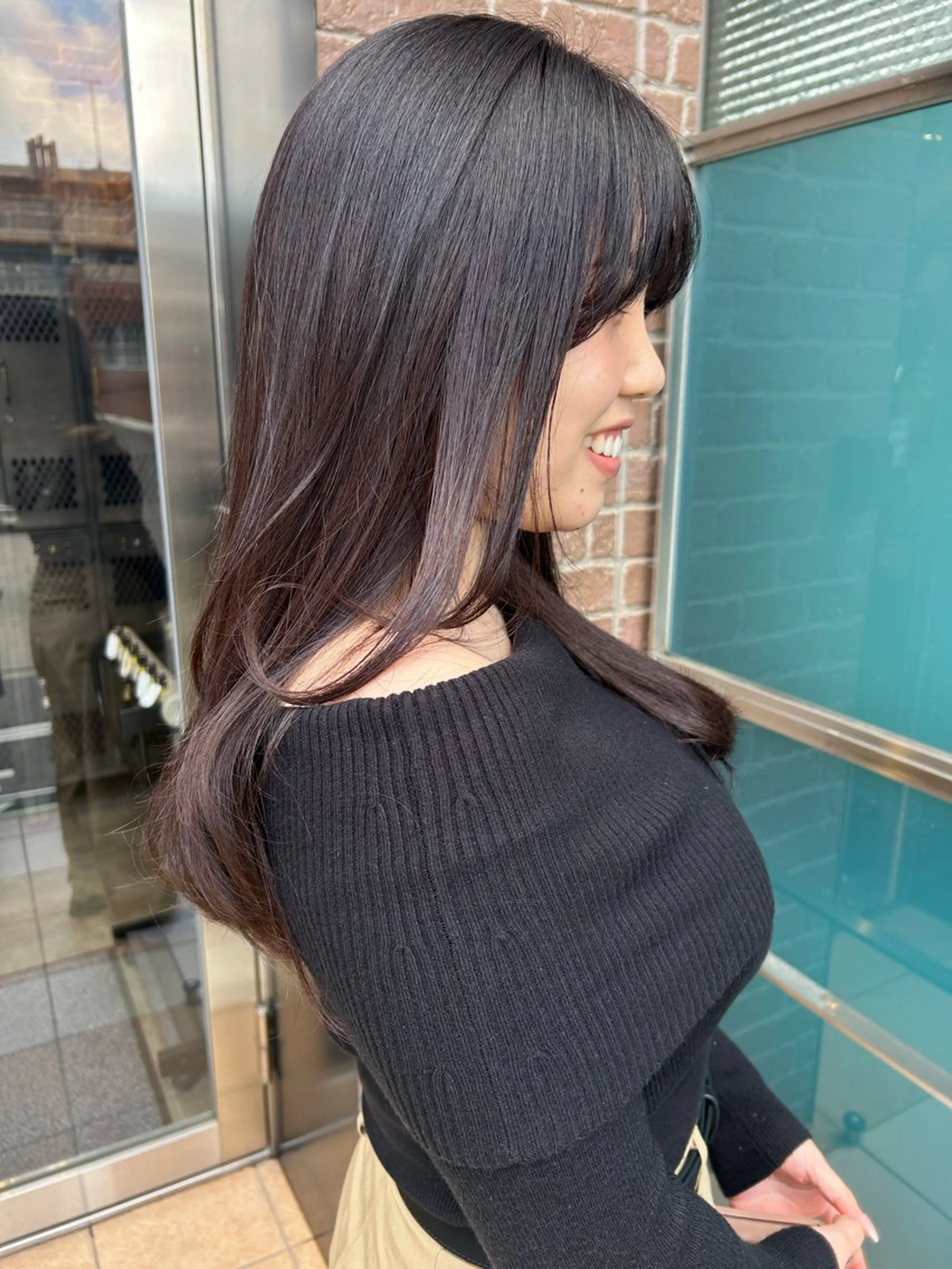 ロング カラー パーマ カット 久木原 ゆりのヘアスタイル