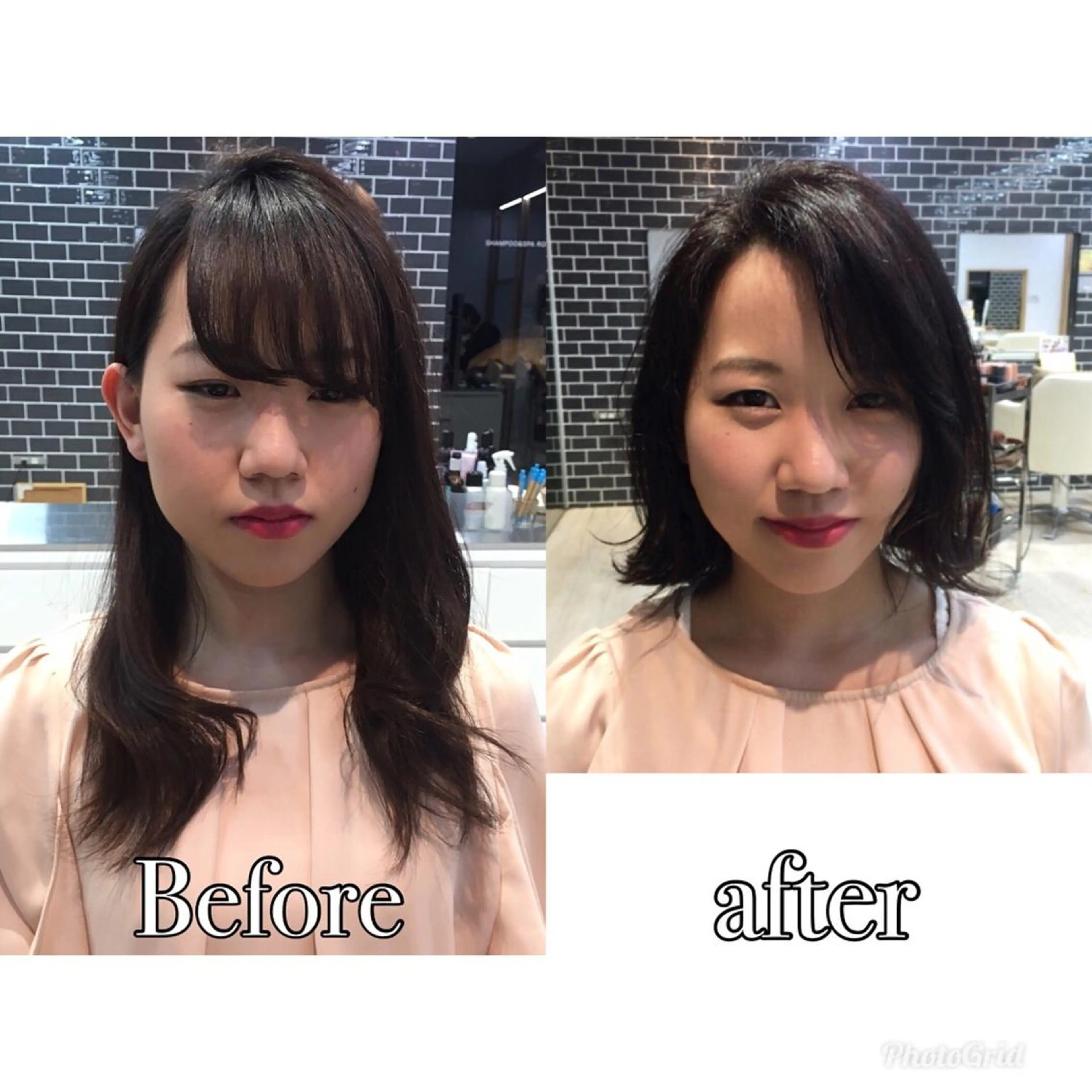 ショート 切りっぱなしボブ ボブ かきあげバング 中村 美穂のヘアスタイル