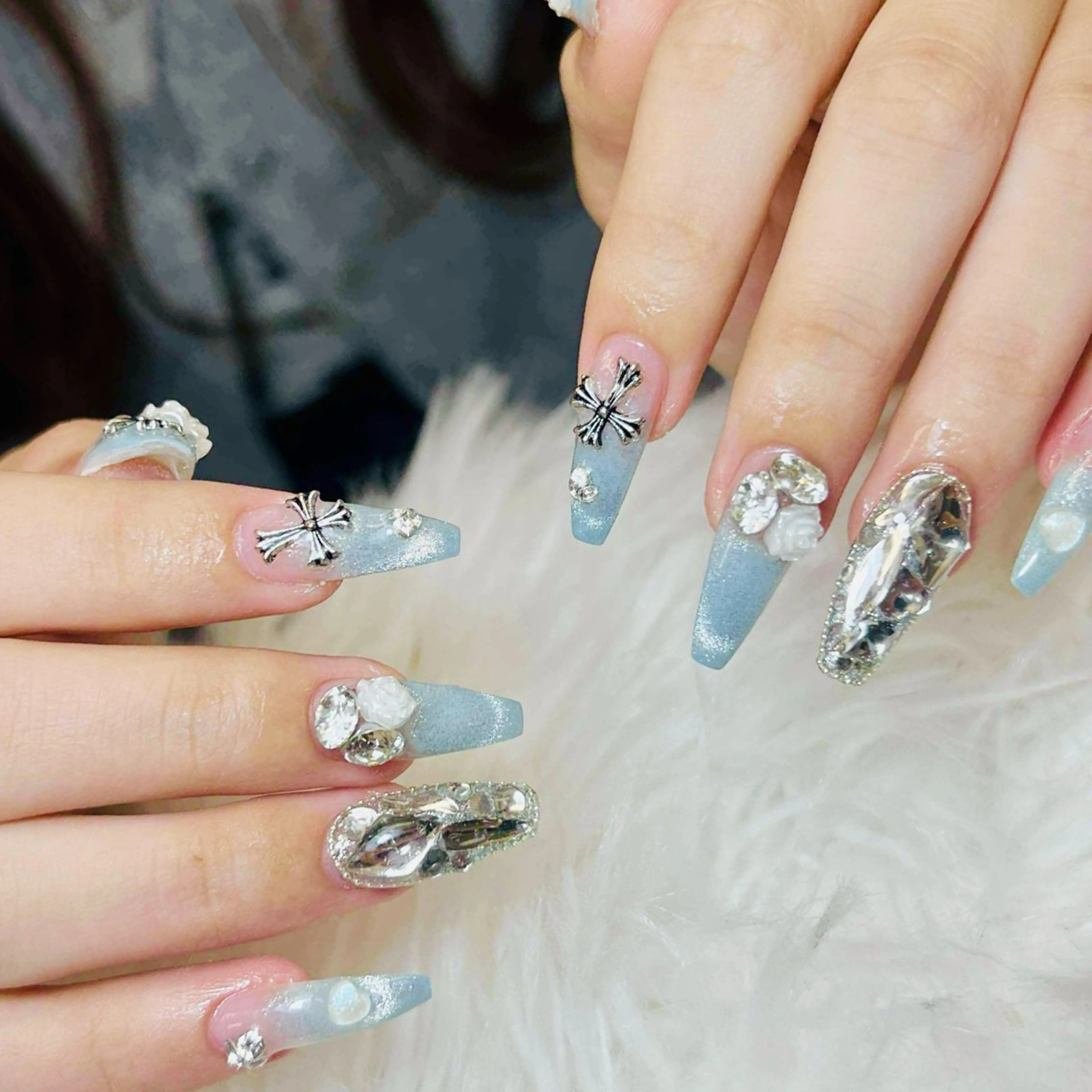 ネイル チークネイル 長さ出し フラッシュネイル フレンチネイル グラデーション ハンドネイル AN NAIL SALONのネイルデザイン