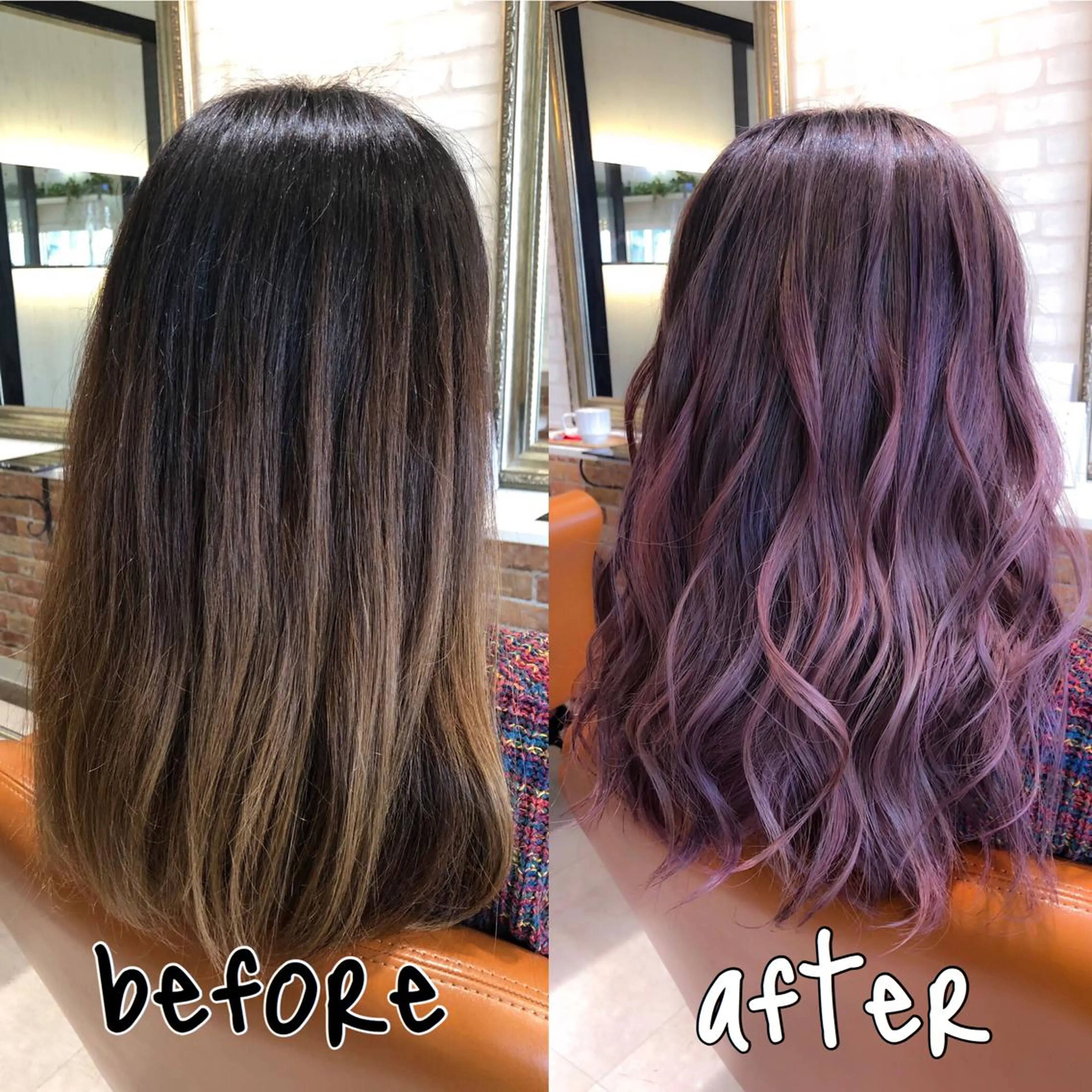 セミロング カラー ヘアアレンジ アッシュ ブリーチ ピンクカラー ピンクアッシュ 濱田 ヒデキのヘアスタイル