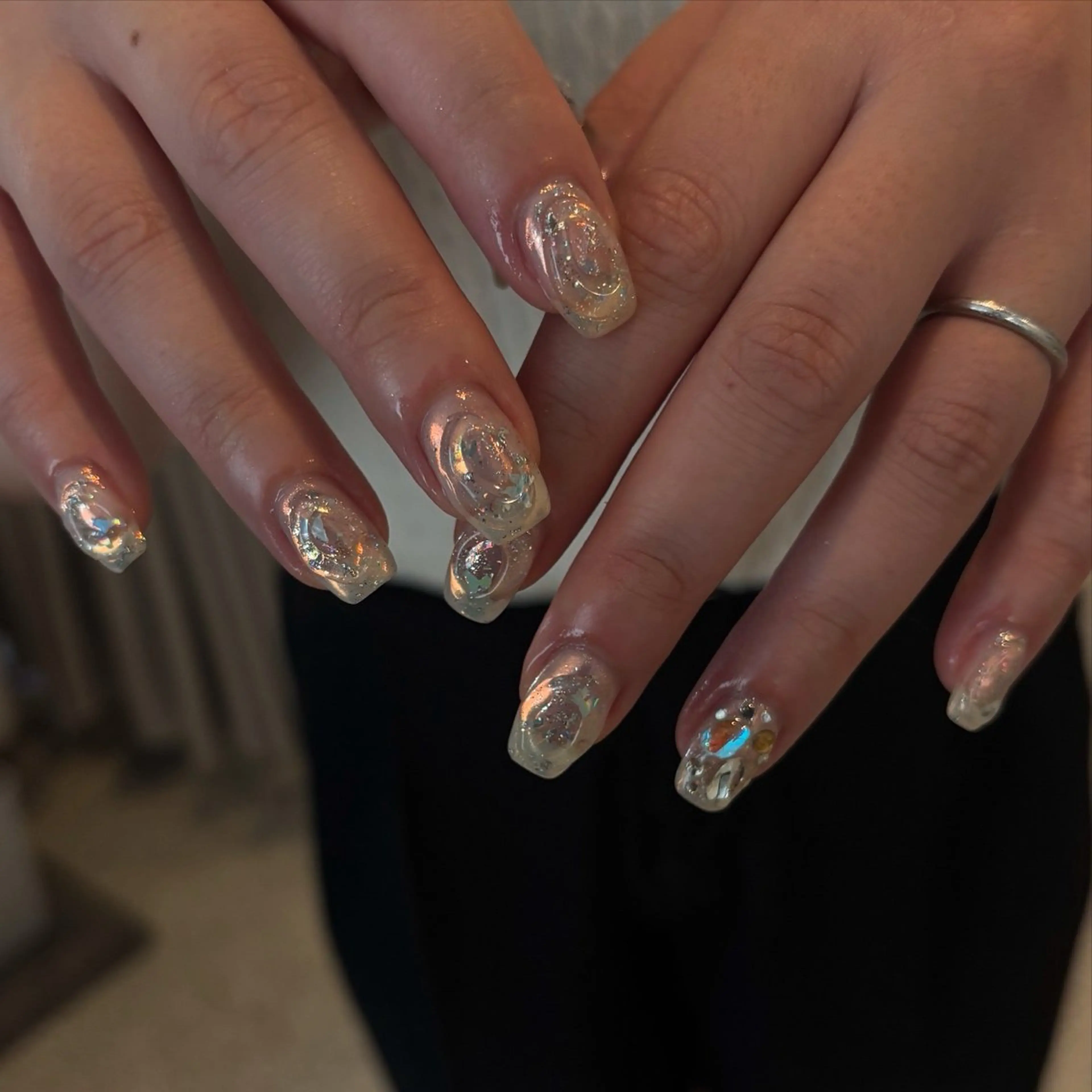 ネイル オーロラネイル ぷっくりネイル 夏ネイル ハンドネイル nao＿nail .929のネイルデザイン