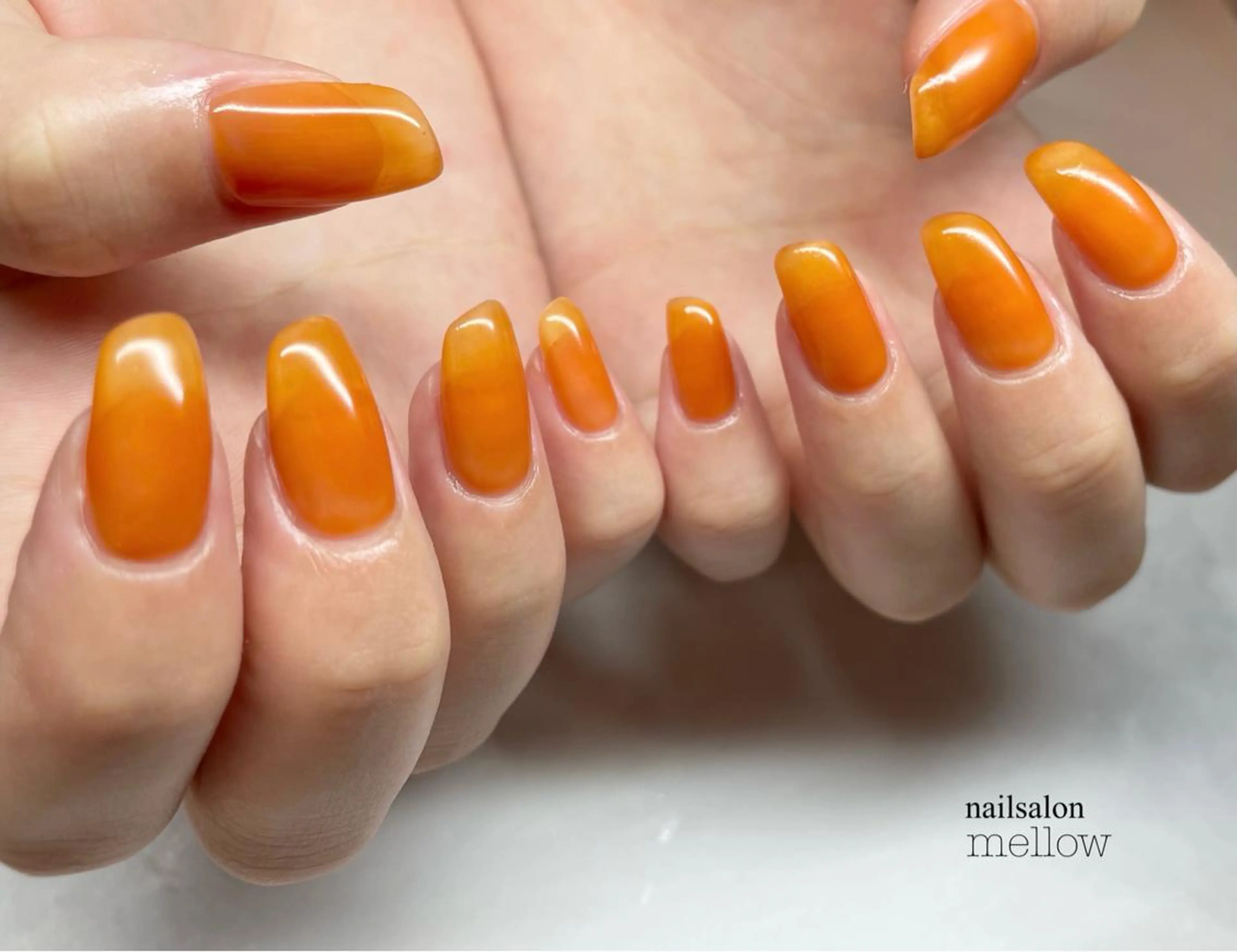 ネイル クリアネイル オレンジ 大山 浩美のネイルデザイン