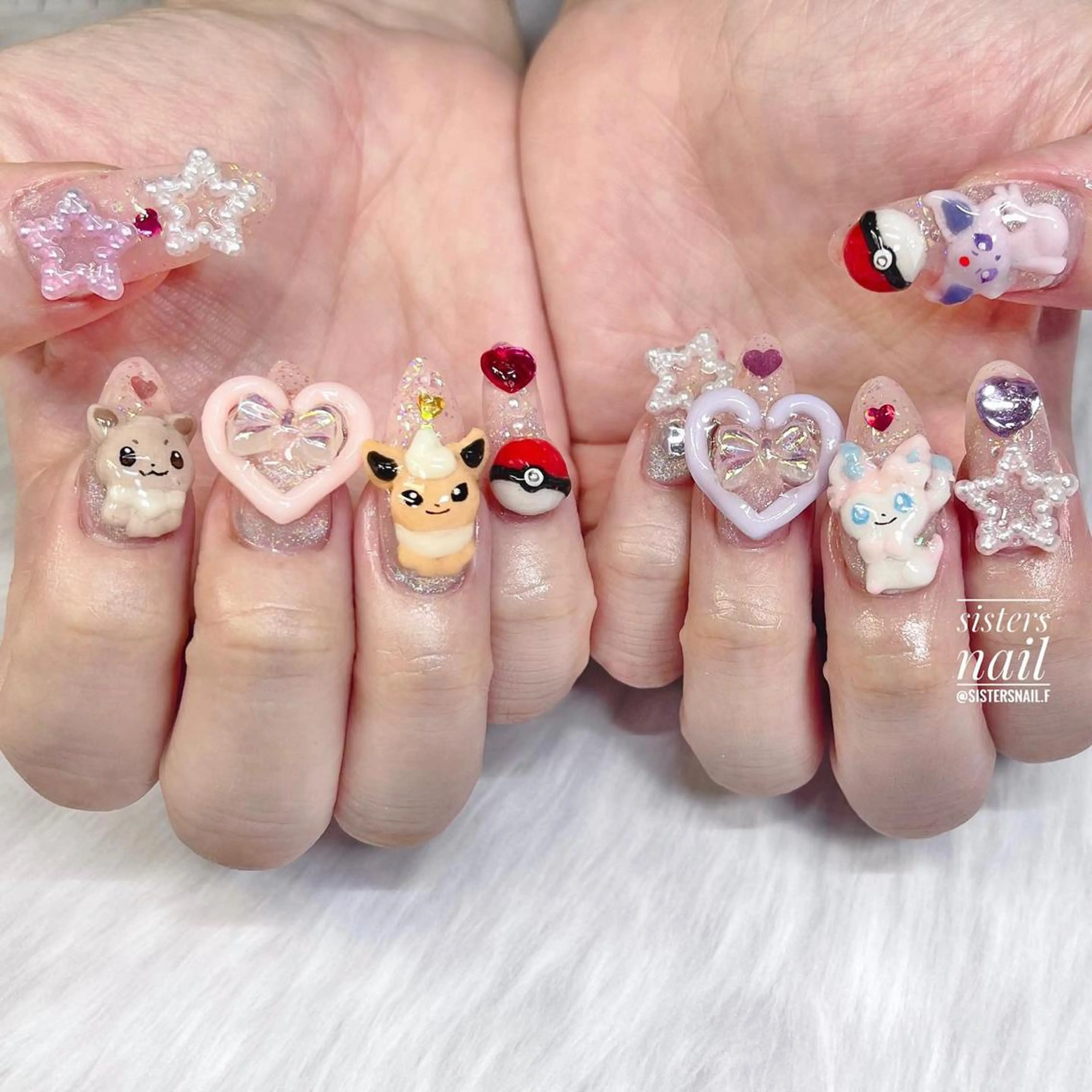 ネイル アートネイル ハート キラキラネイル sisters nail.fのネイルデザイン