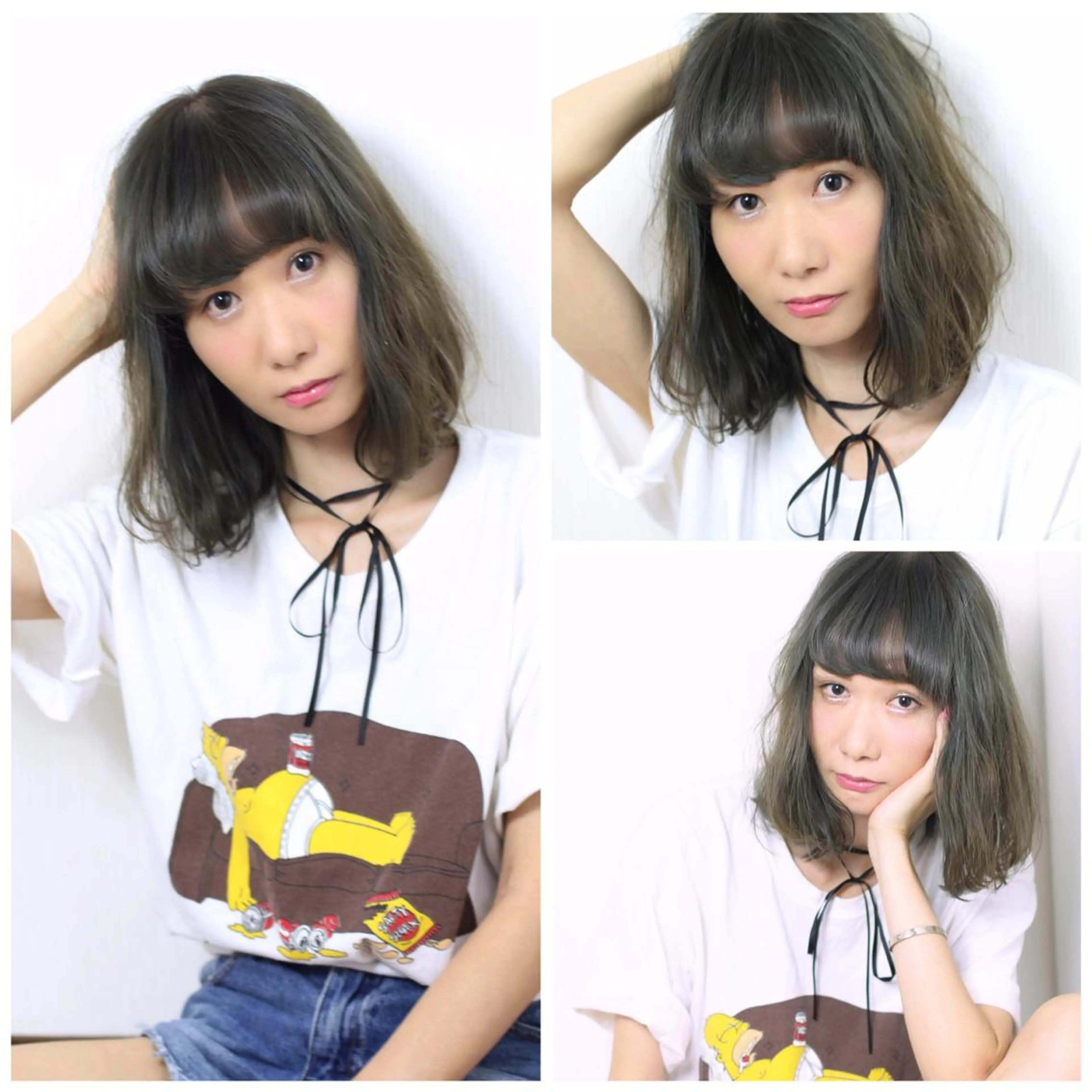 ミディアム カラー パーマ 安達 俊亮のヘアスタイル