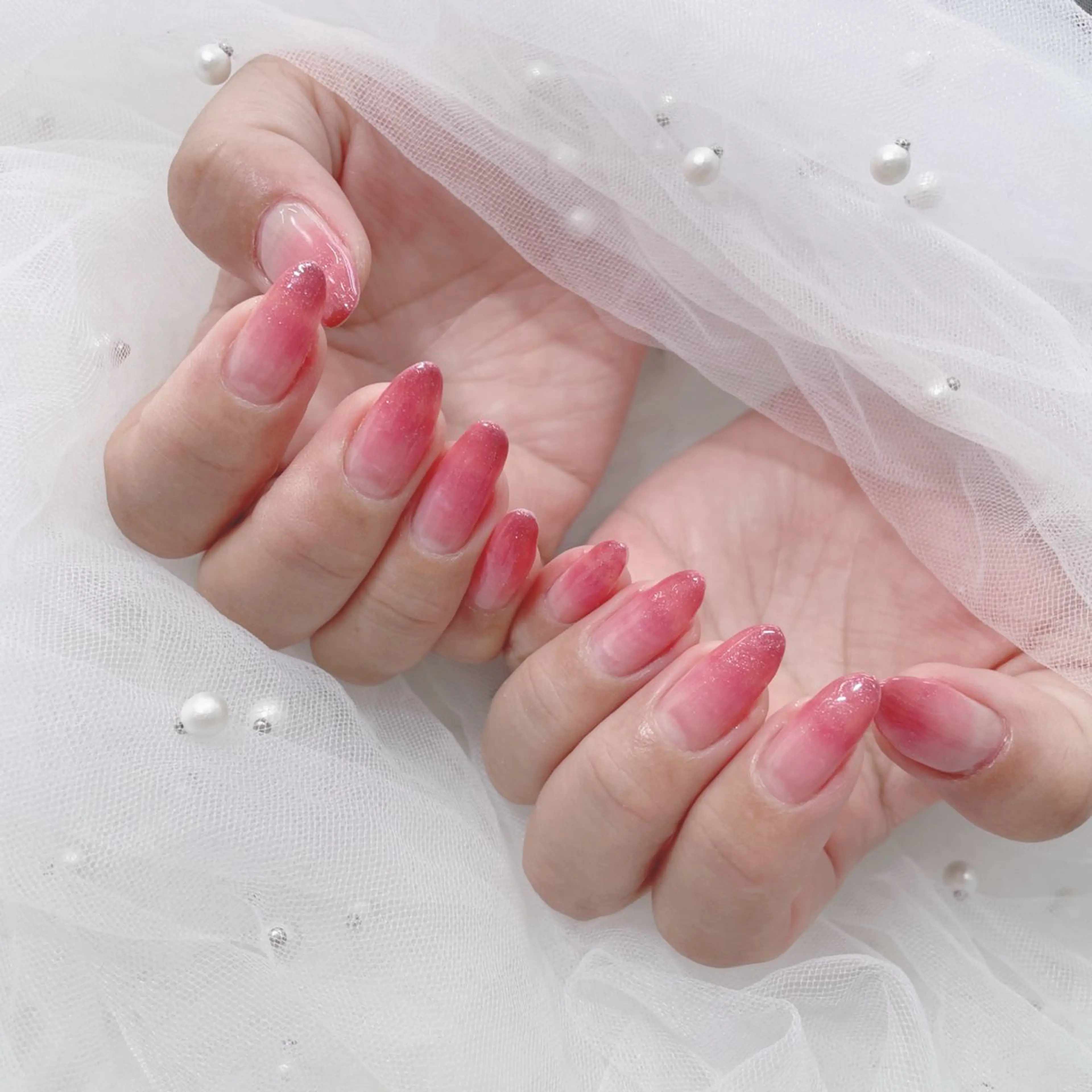 ネイル グラデーション ロングネイル ピンク 春ネイル ハンドネイル salonDRE AZUSAのネイルデザイン