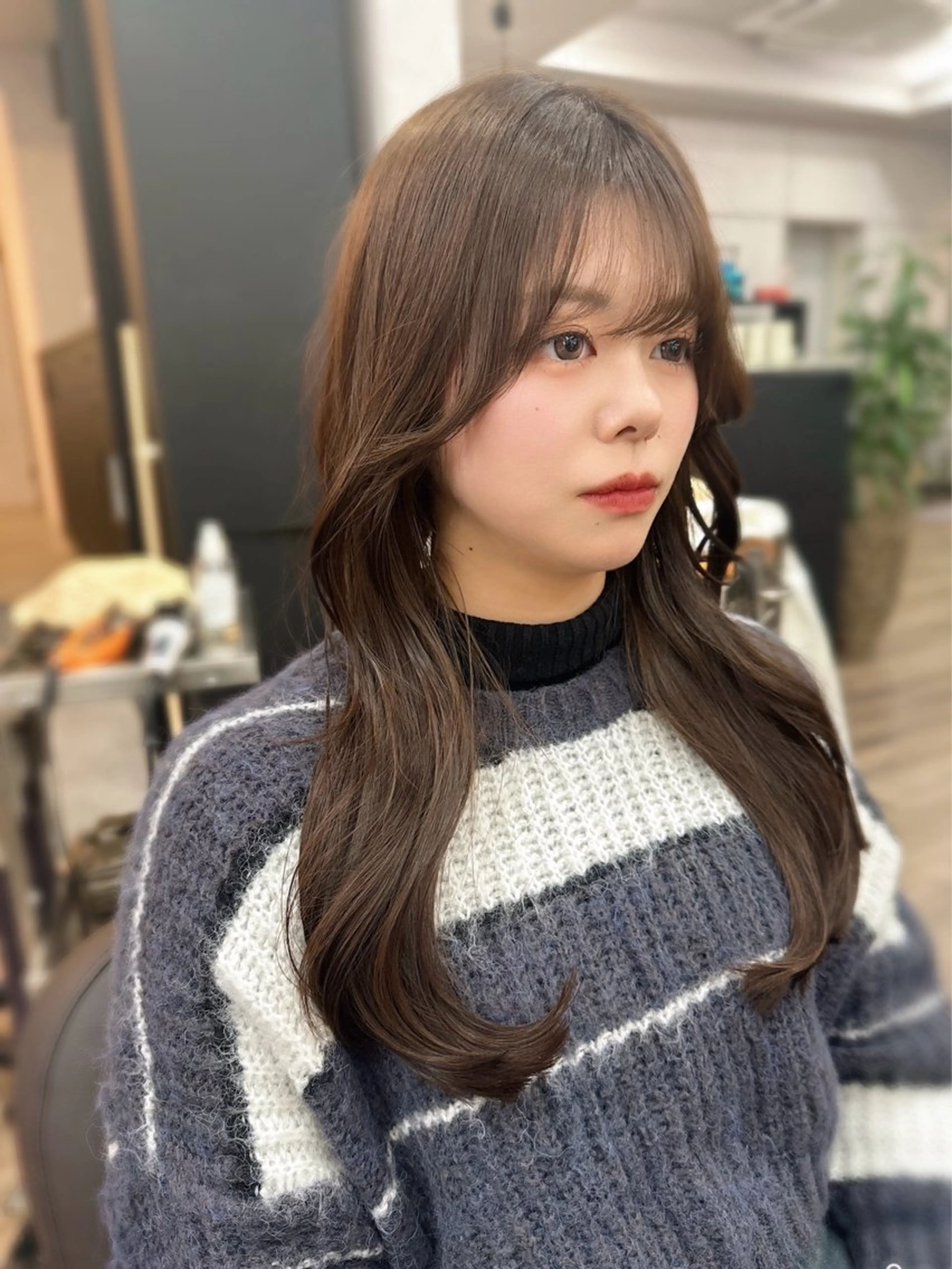 ロング カット ヘアカラー トリートメント 韓国ヘア🎀 まりかのヘアスタイル