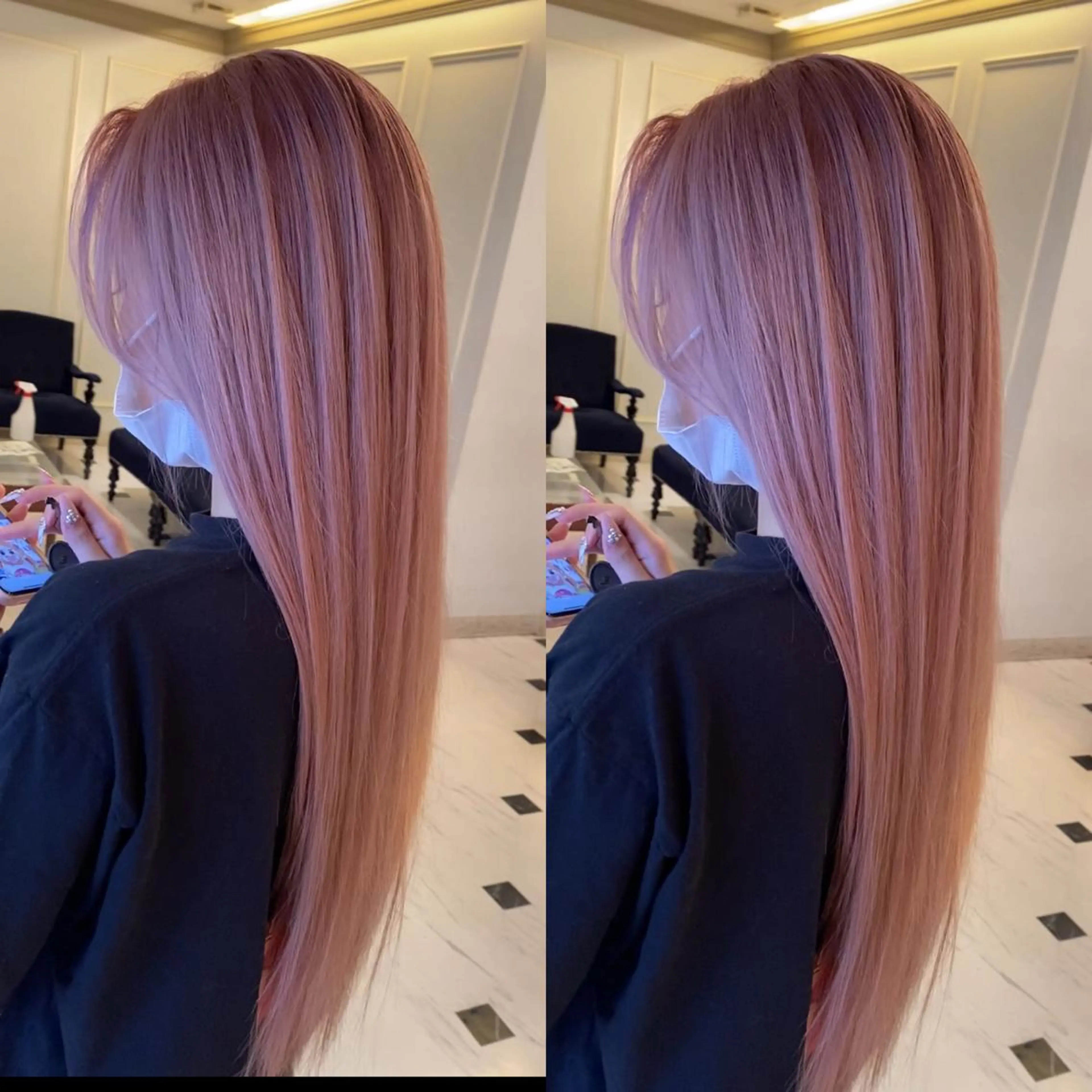 ロング カラー ピンクカラー yosuke 梅田/バレイヤージュのヘアスタイル