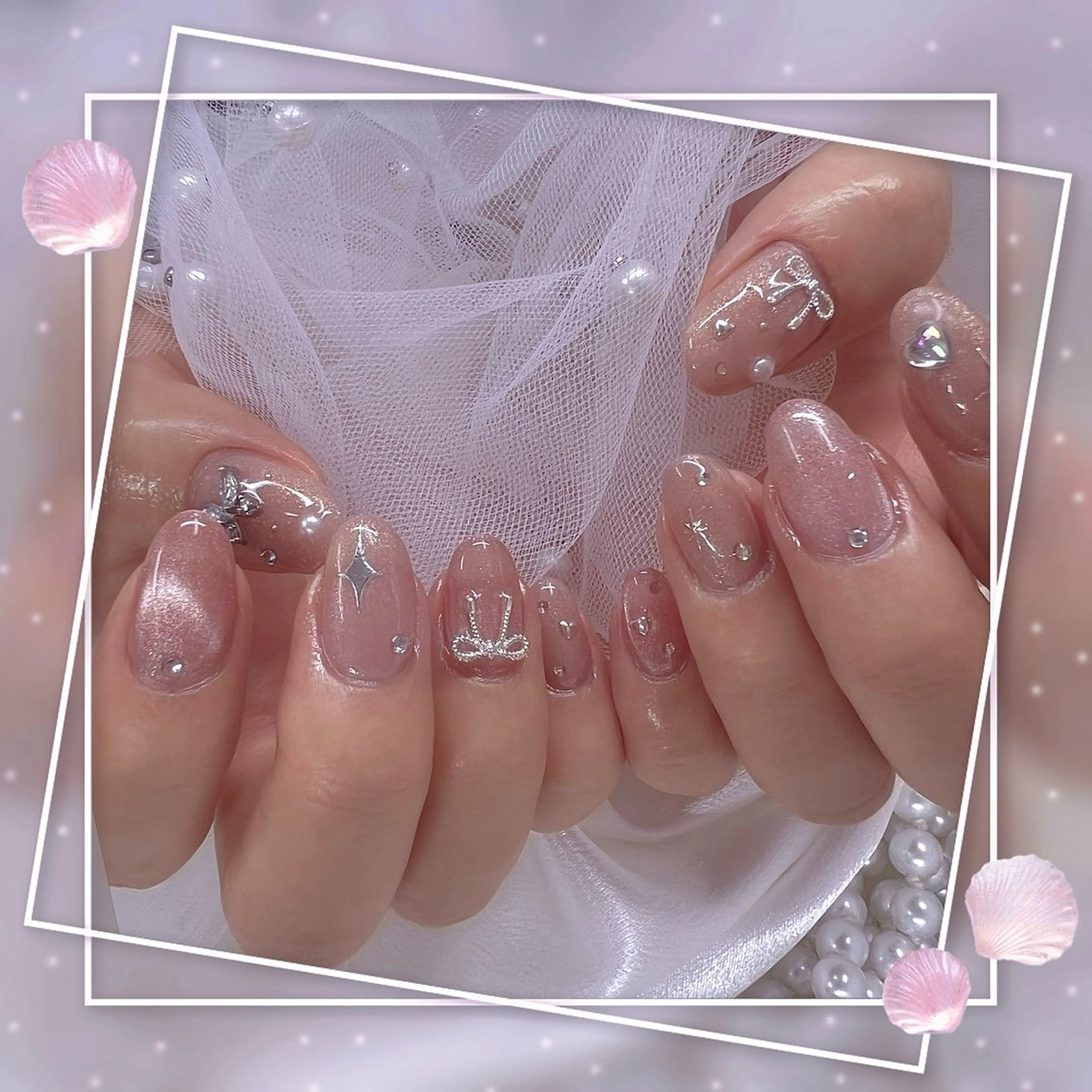 ネイル チークネイル ガーリー グラデーション マグネットネイル ピンク ハンドネイル Chill Nailsalonのネイルデザイン