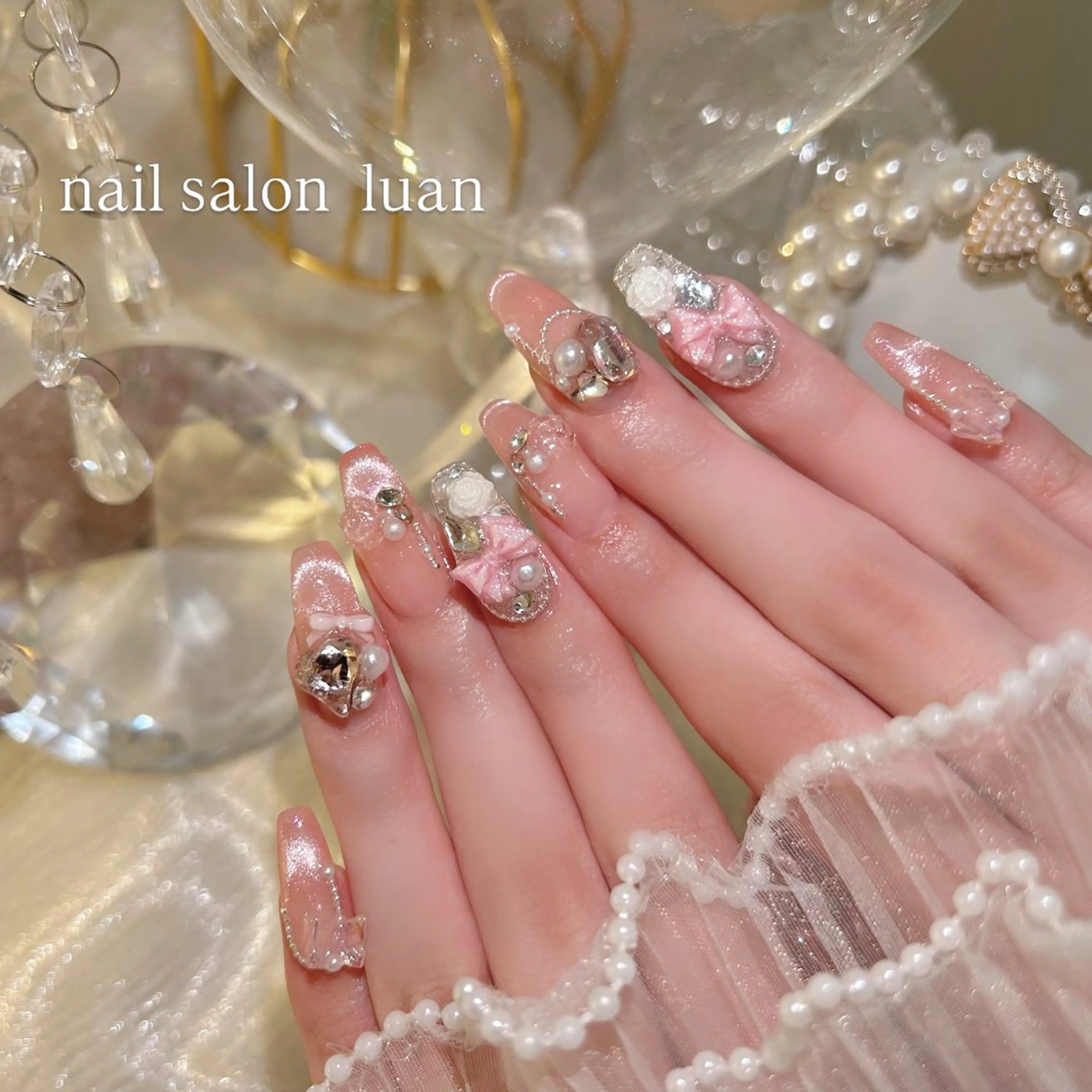ネイル 長さ出し 持ち込み ハンドネイル nail salon luan堀江店のネイルデザイン