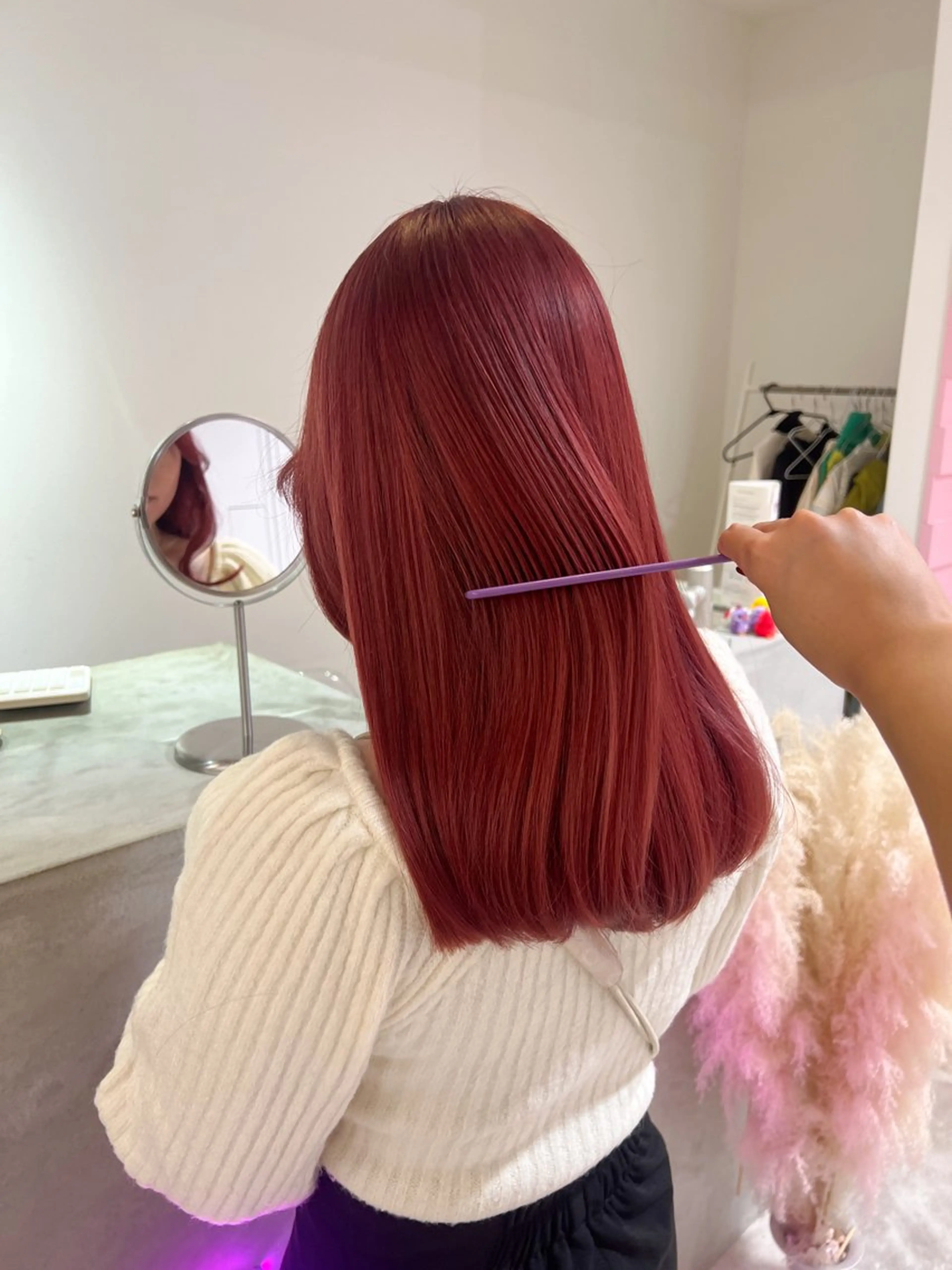 セミロング カラー 髪質改善 ヘアカラー トリートメント 🎀ダブルカラー/ ピンク×ガーリー🎀のヘアスタイル
