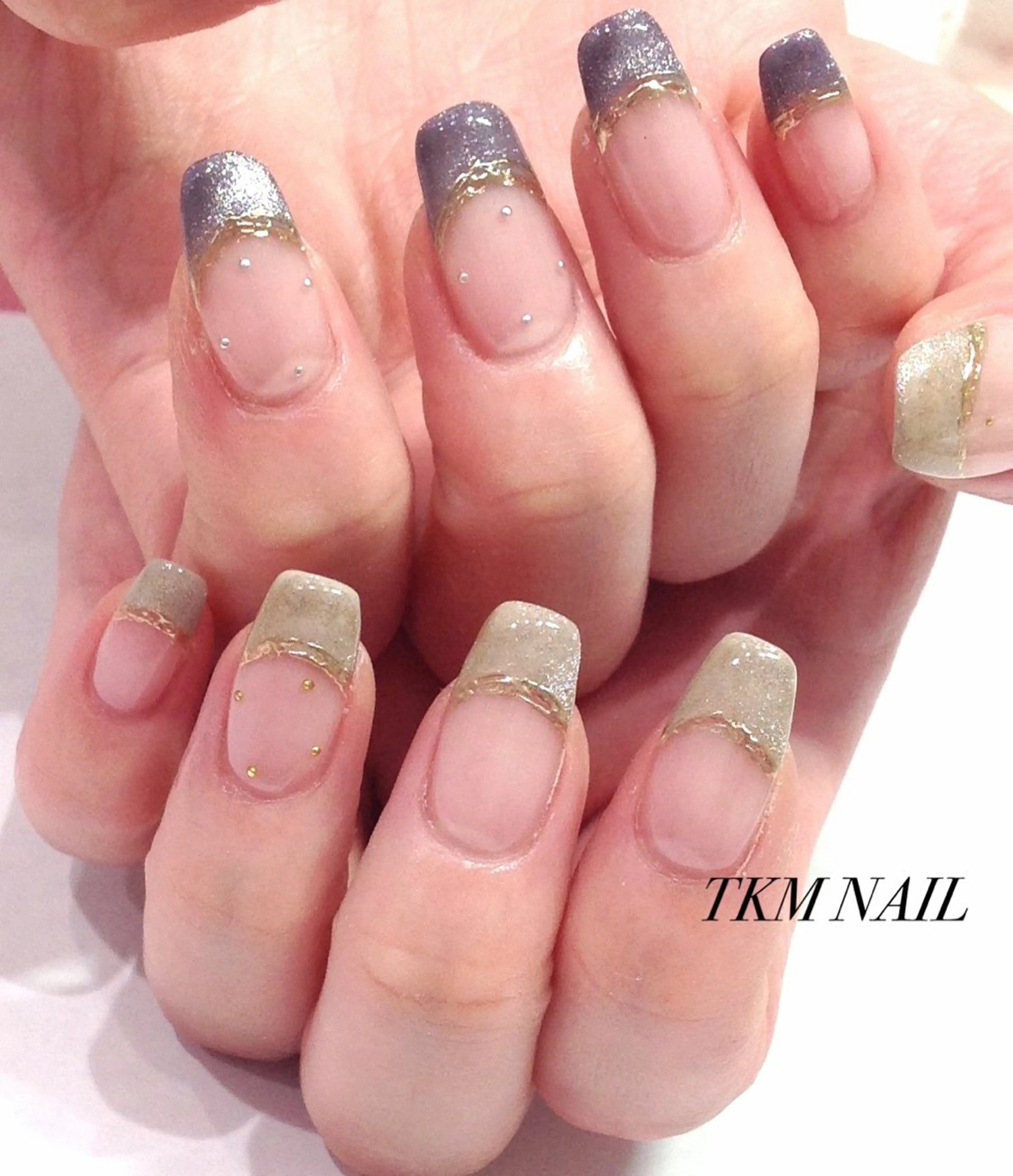 ネイル フレンチネイル ゴージャス ______ TKM  NAILのネイルデザイン