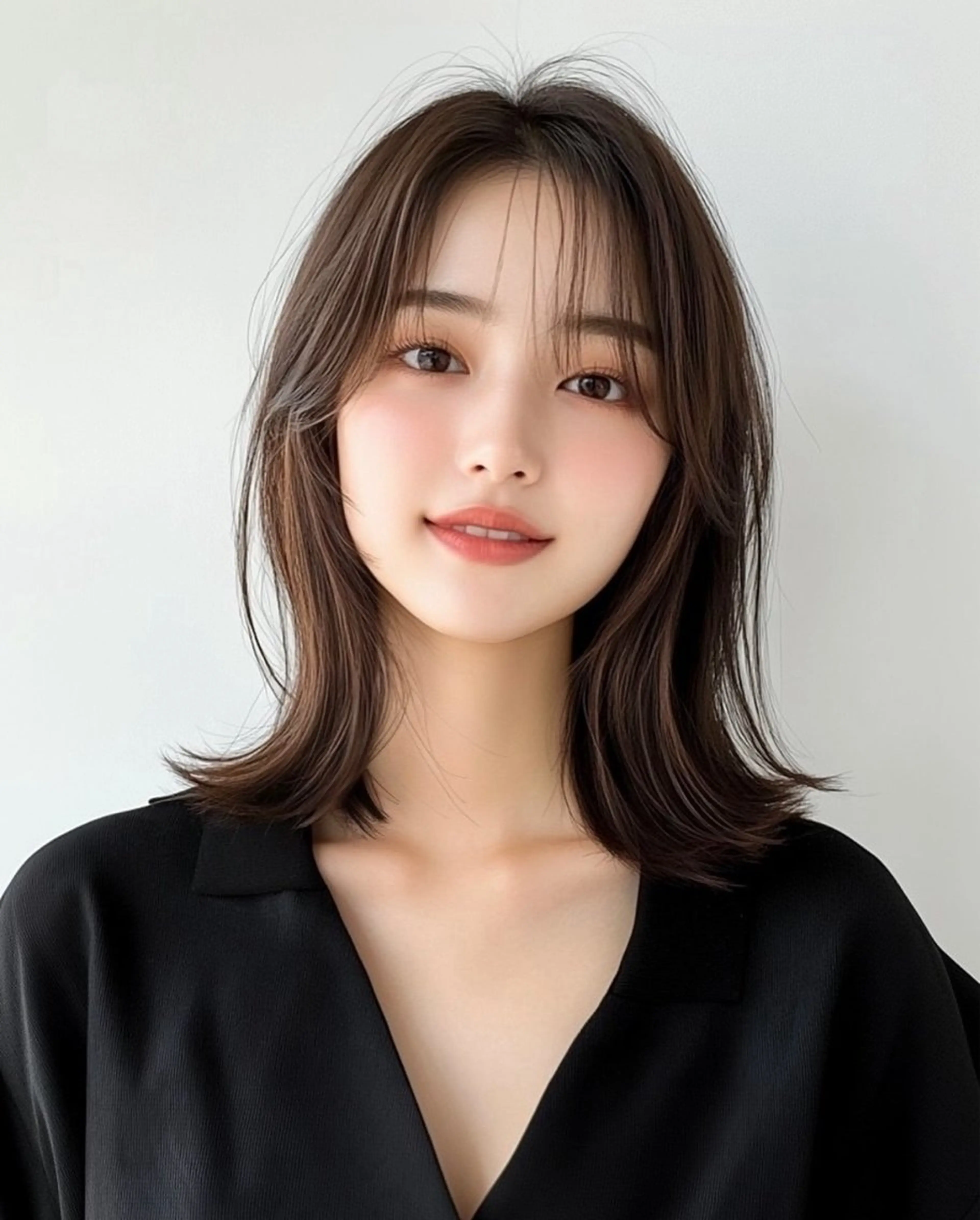 ミディアム ボブ 髪質改善 韓国風ヘア レイヤーカット 小顔カット ヘアカラー 韓国風/髪質改善/ ナガヤアキラのヘアスタイル