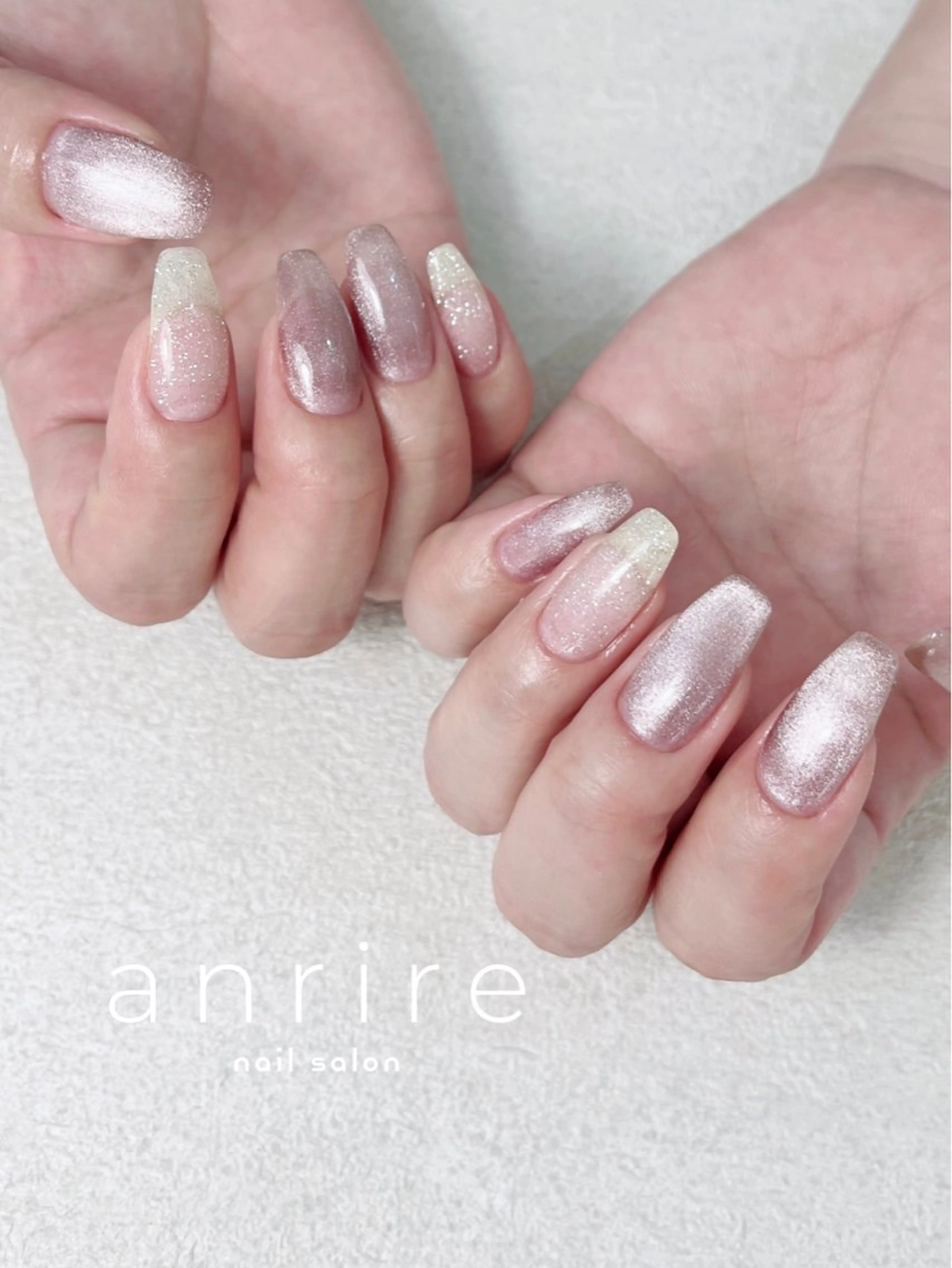 ネイル フラッシュネイル ジェルネイル キラキラネイル ロングネイル マグネットネイル ハンドネイル nailsalon anrireのネイルデザイン