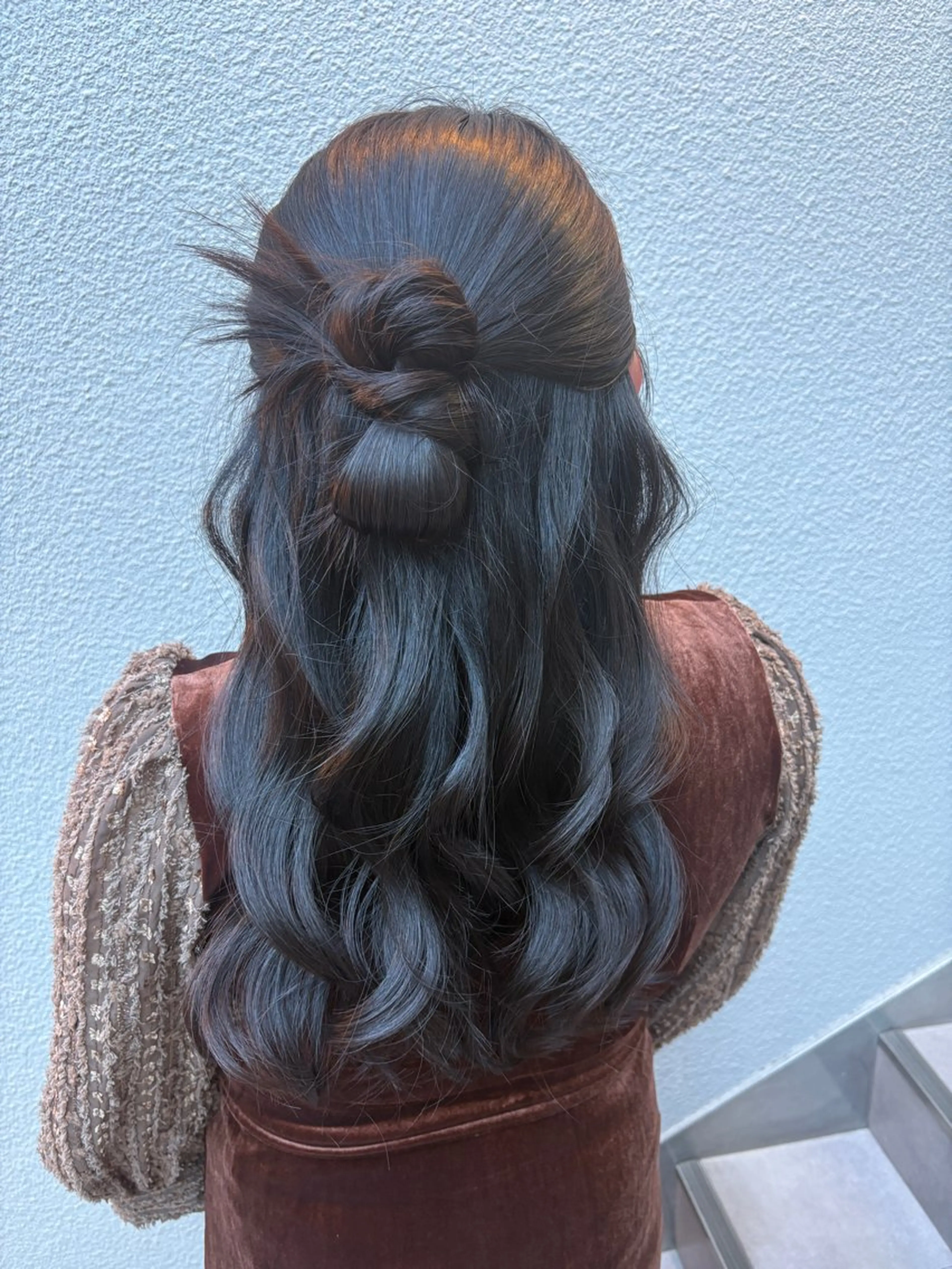 ロング ヘアアレンジ ハーフアップ 韓国風ヘア 【ヘアセット専門】 ヘアメイクＭＡＮＡのヘアスタイル