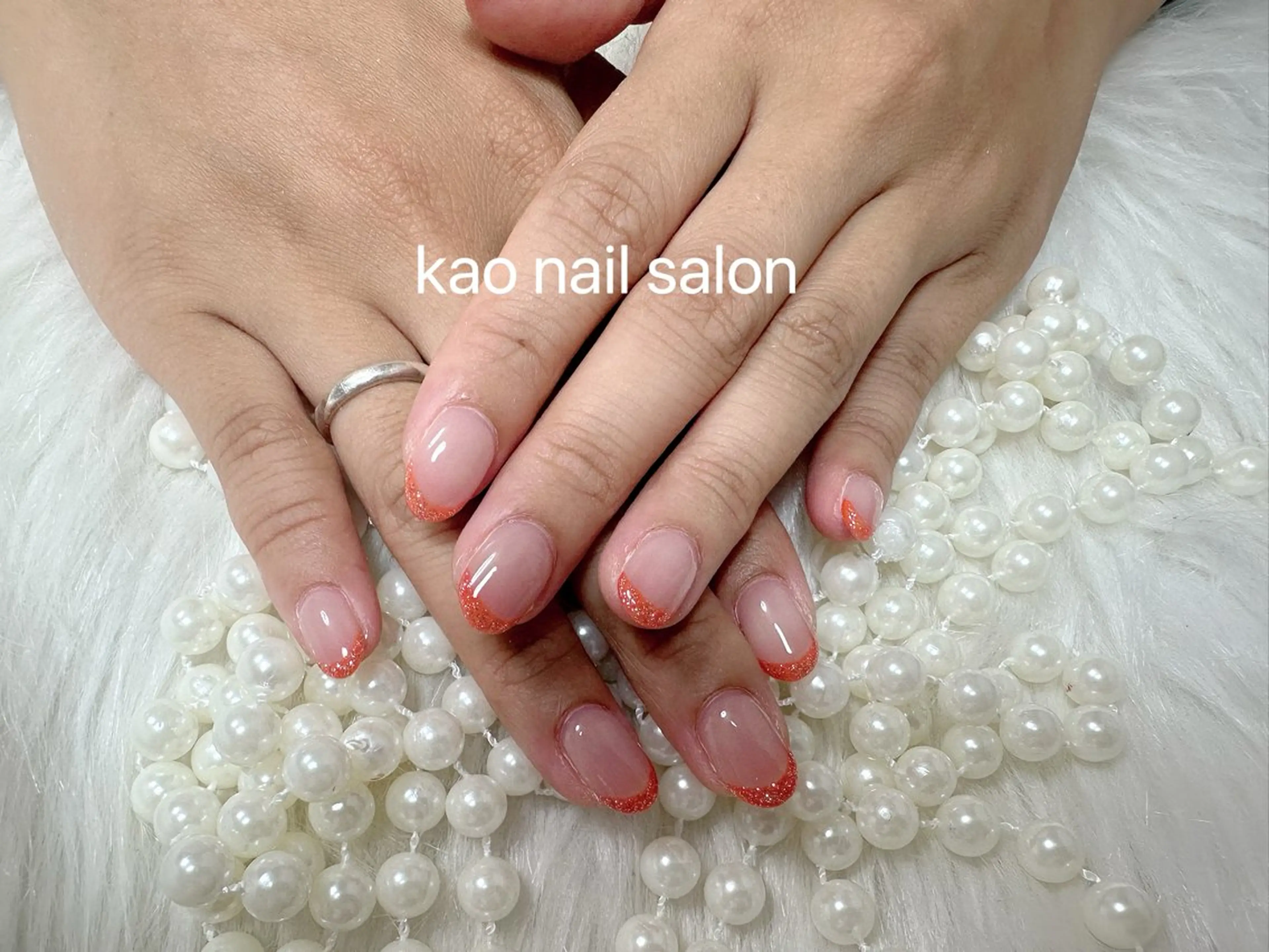 ネイル チークネイル 長さ出し フレンチネイル ジェルネイル ガラスフレンチ ハンドネイル kao nail マグネット/長さだしのネイルデザイン