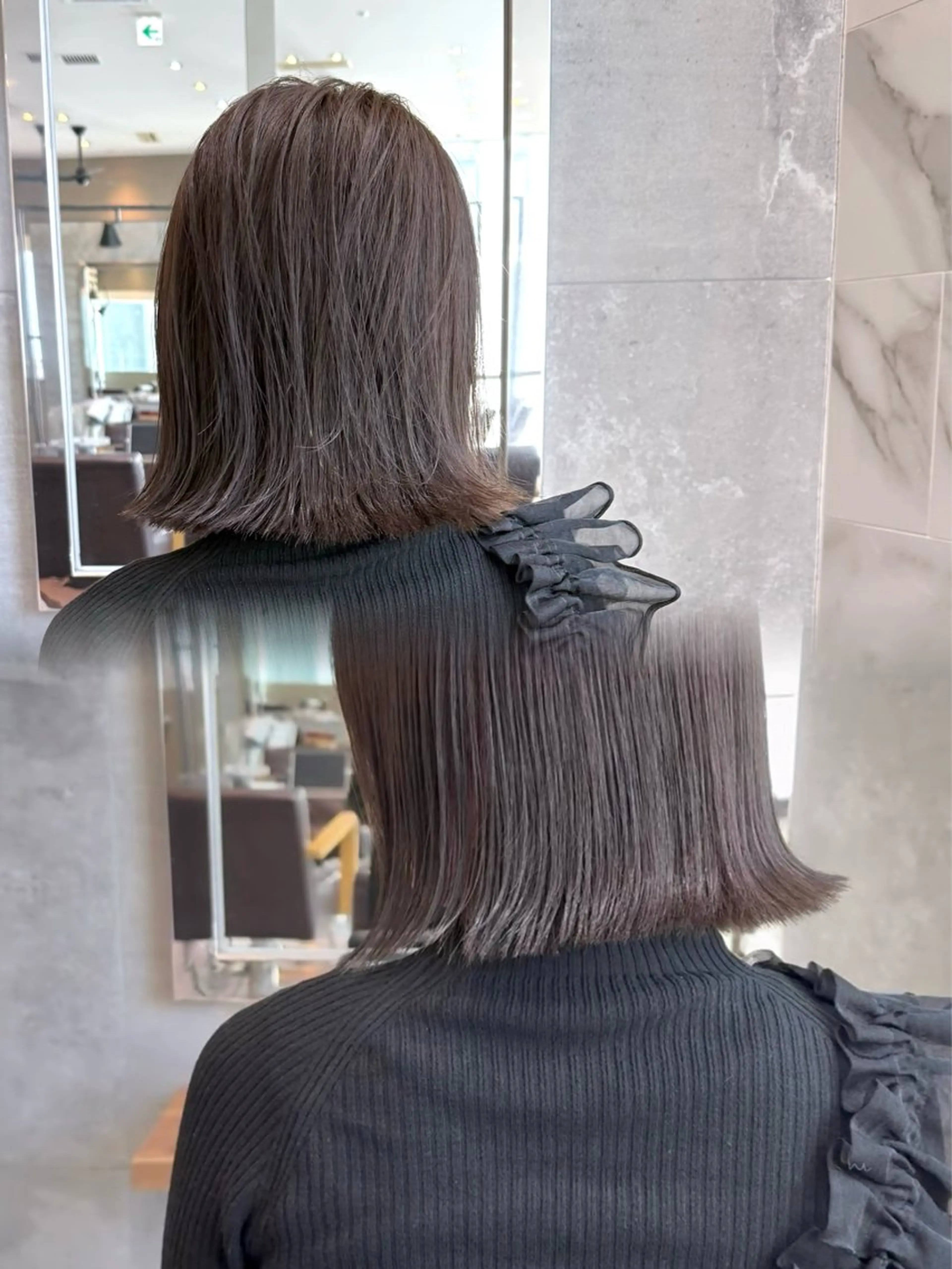 ショート 切りっぱなしボブ ボブ カット ヘアカラー トリートメント レイヤーカット× 髪質改善カラー 片山のヘアスタイル