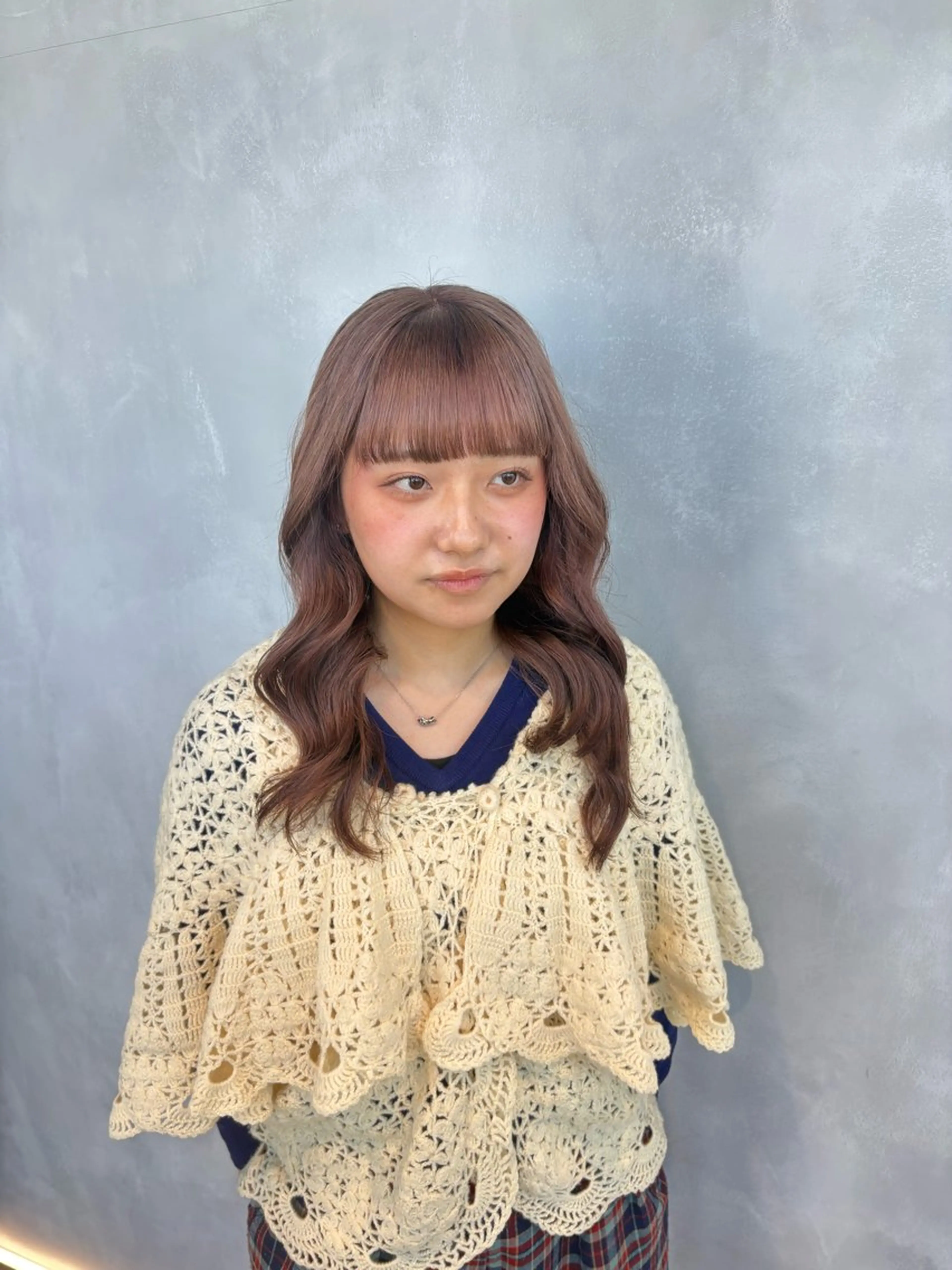 セミロング カラー ベージュカラー ピンクカラー ピンクベージュ ヘアカラー 茅ヶ崎/ハイトーン/ Ramuのヘアスタイル