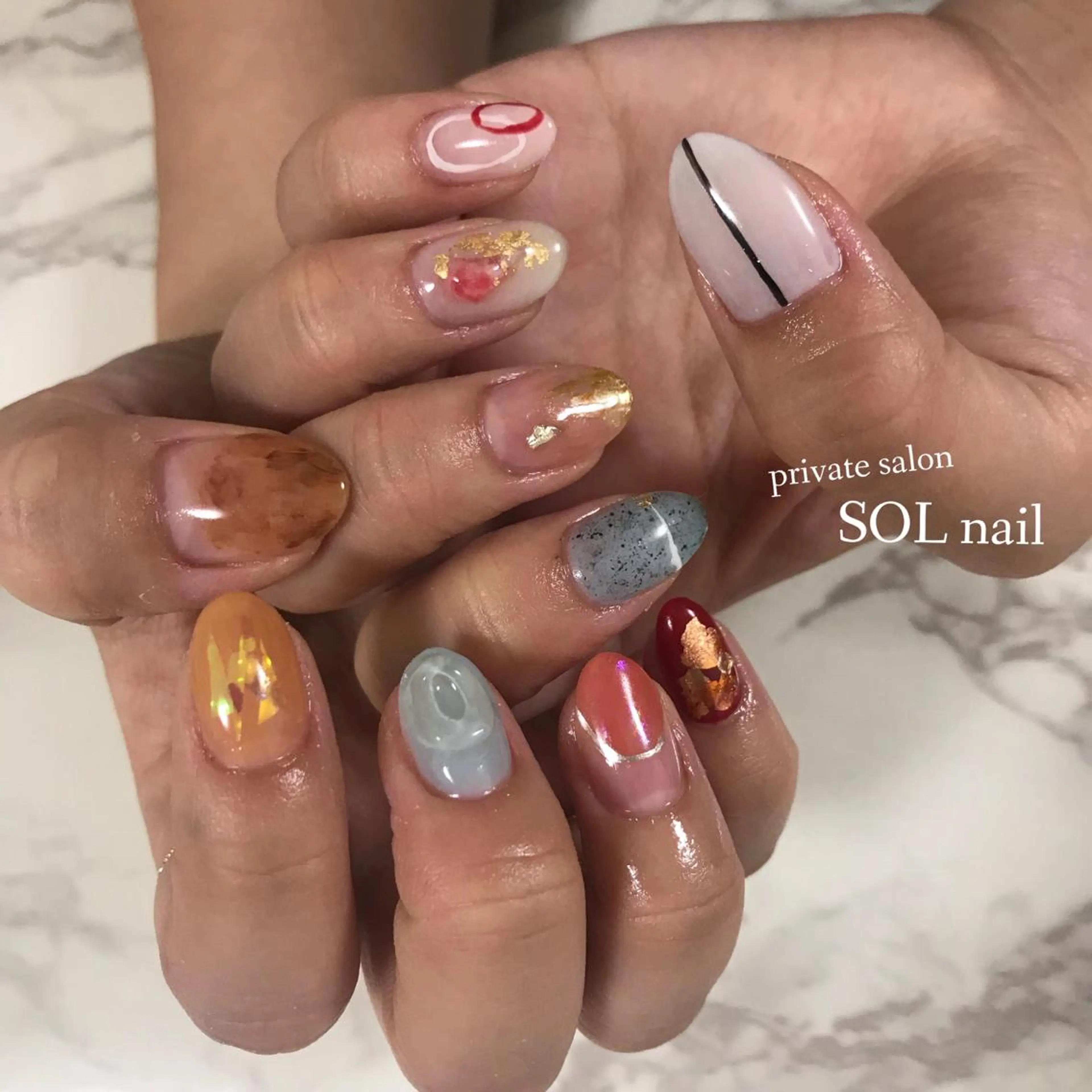 ネイル アートネイル ニュアンスネイル ハンドネイル SOL NAILのネイルデザイン