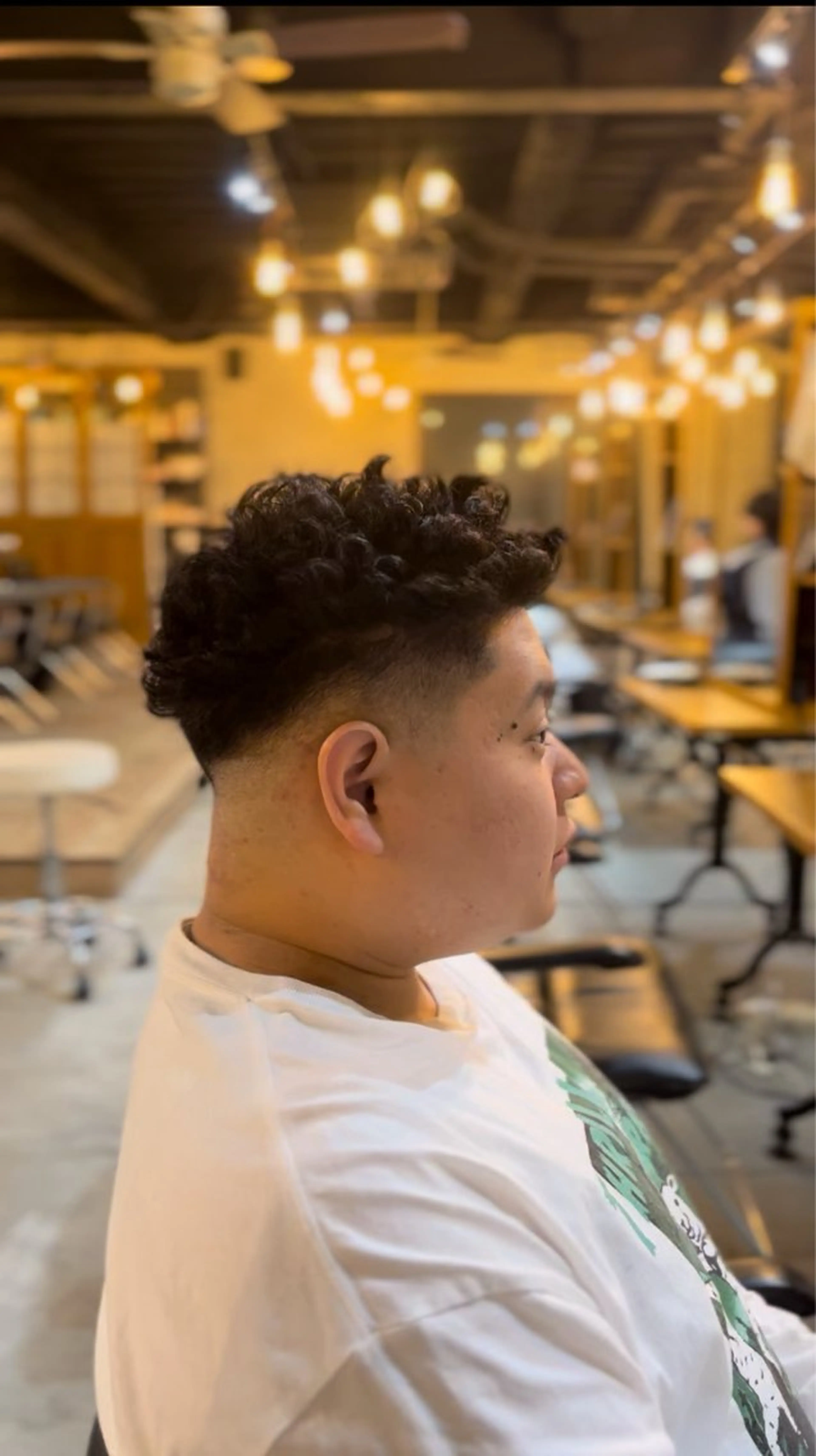 ショート パーマ メンズ フェードカット カット パーマ 海外風メンズ🇺🇸 💈N.Yuto💈のヘアスタイル