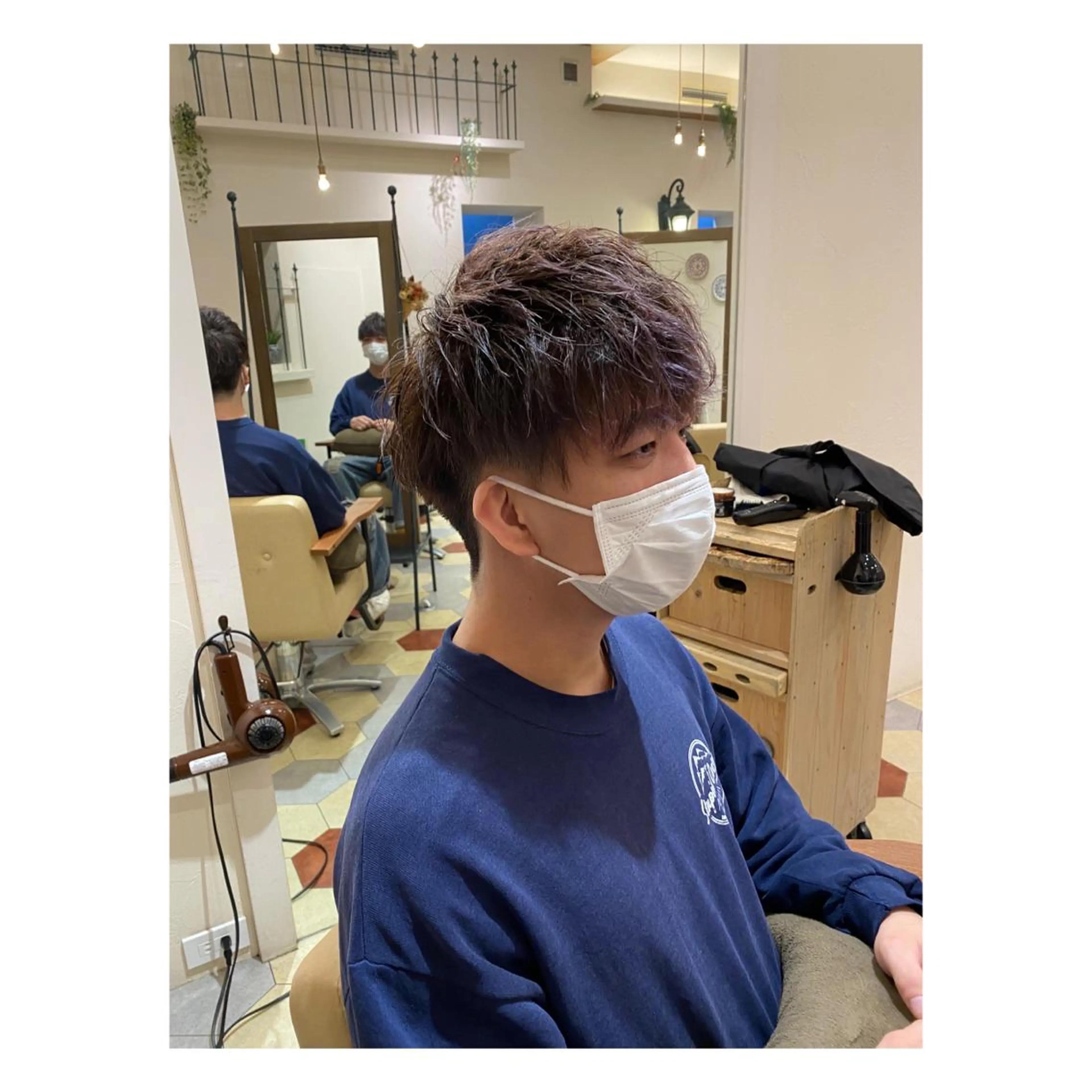 ショート パーマ メンズ カット ヘアカラー 菊池大一 溝の口パーマのヘアスタイル