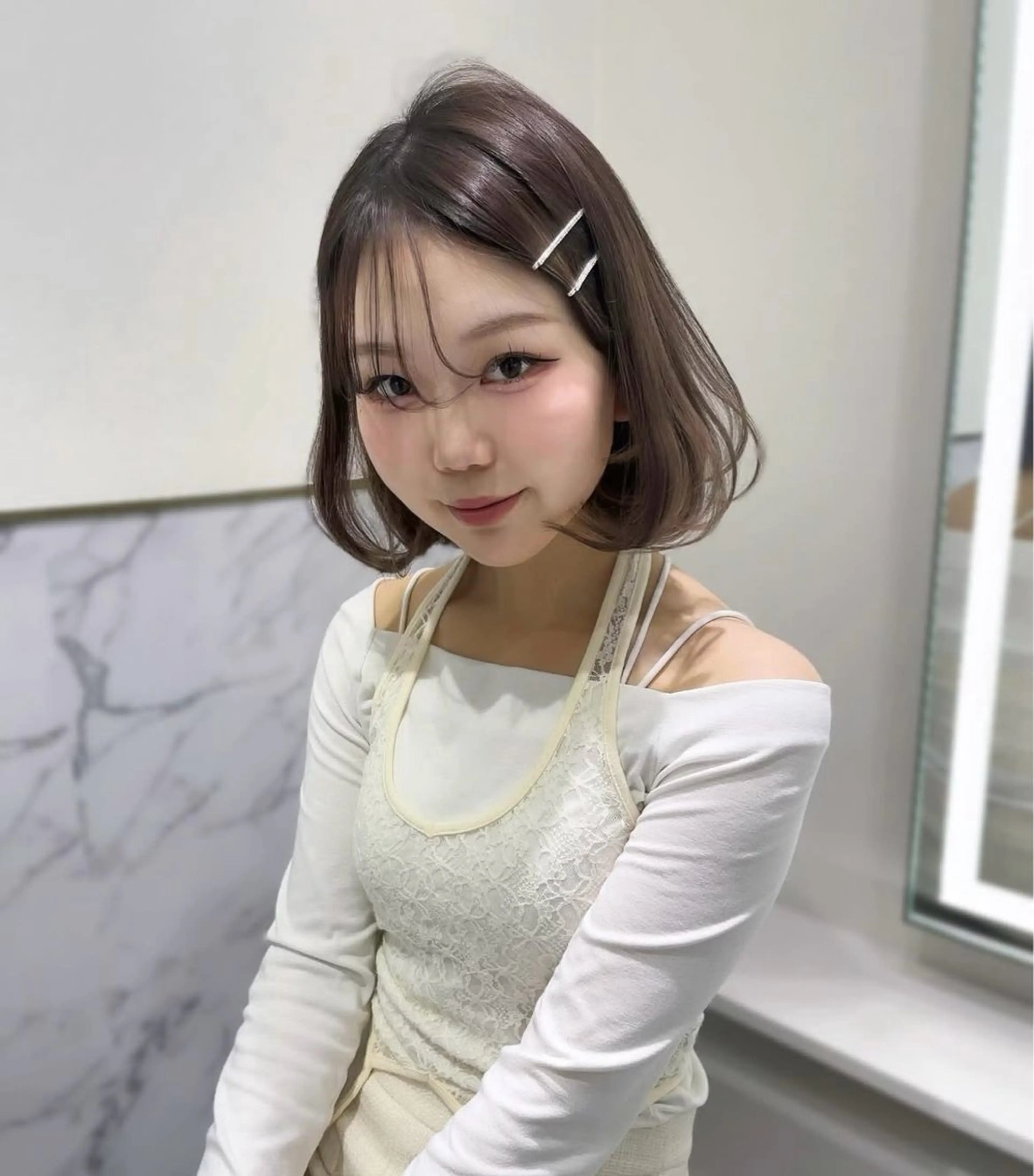 ミディアム カラー ボブ カット ヘアカラー トリートメント ParveMix / 山本 玲南🫧🪽のヘアスタイル