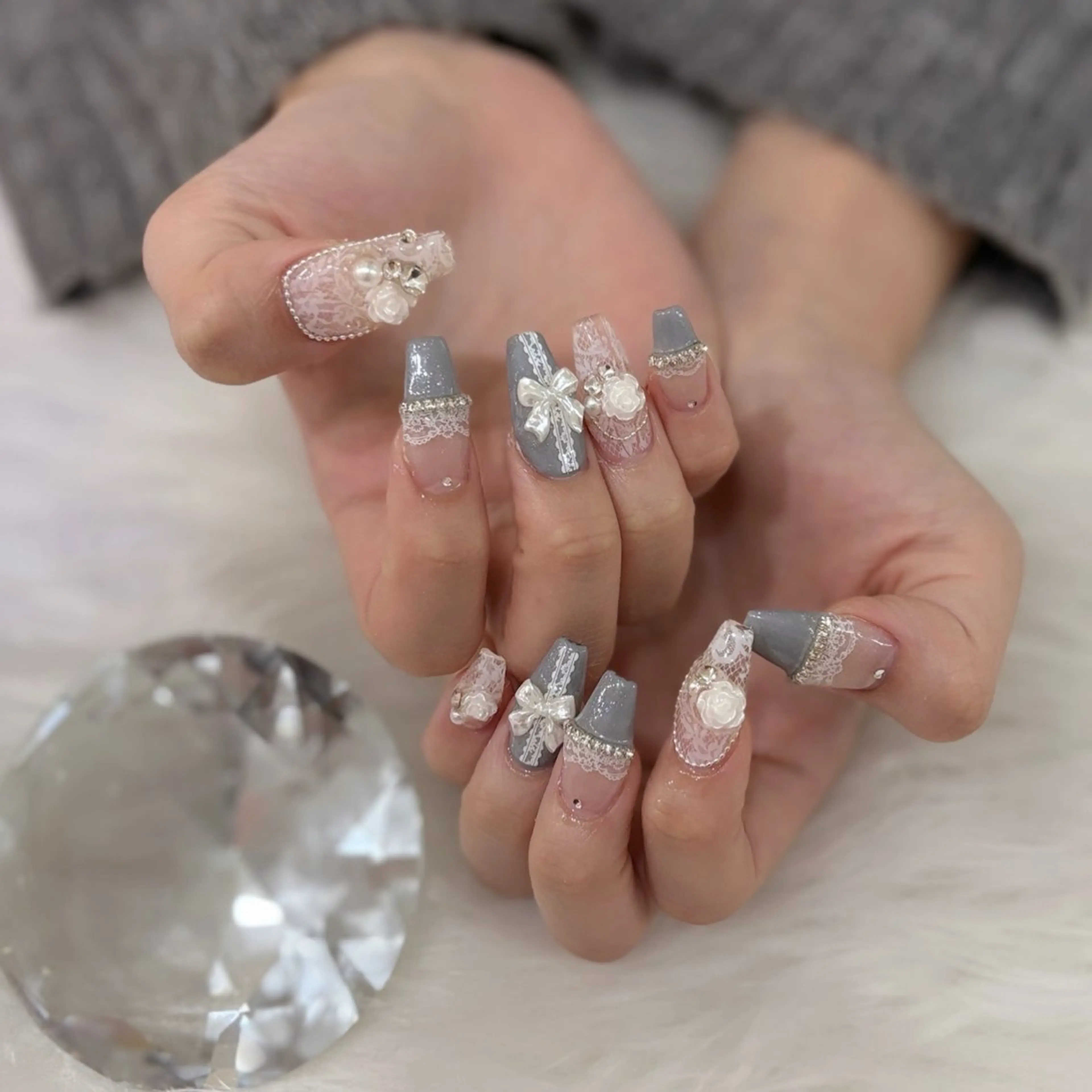 ネイル ハンドネイル 🎀ナナミ/ガー リー/スカルプ🎀のネイルデザイン