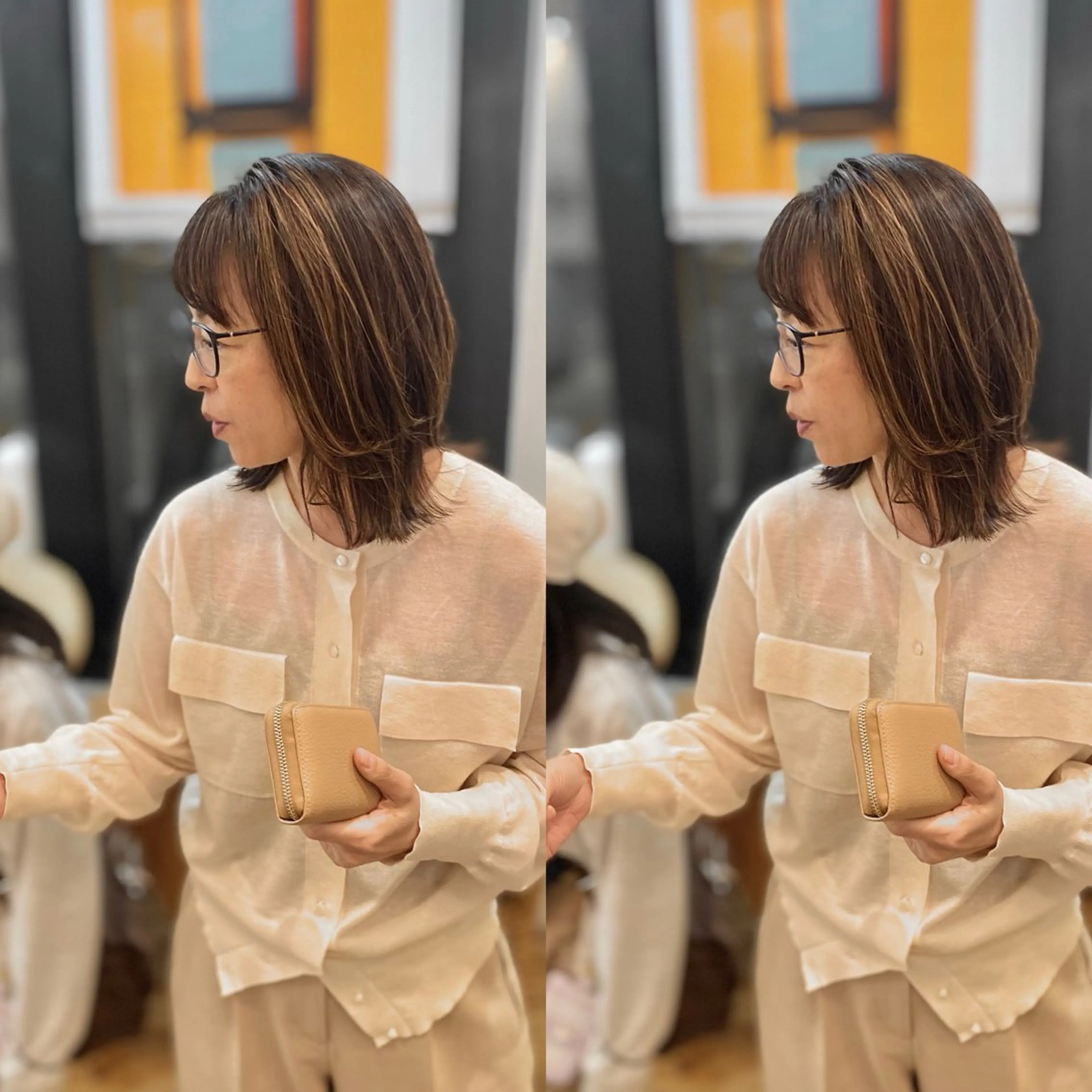 ミディアム ハイライト カット ヘアカラー 木村丈晴✂️ご来店 お待ちしてます😊のヘアスタイル