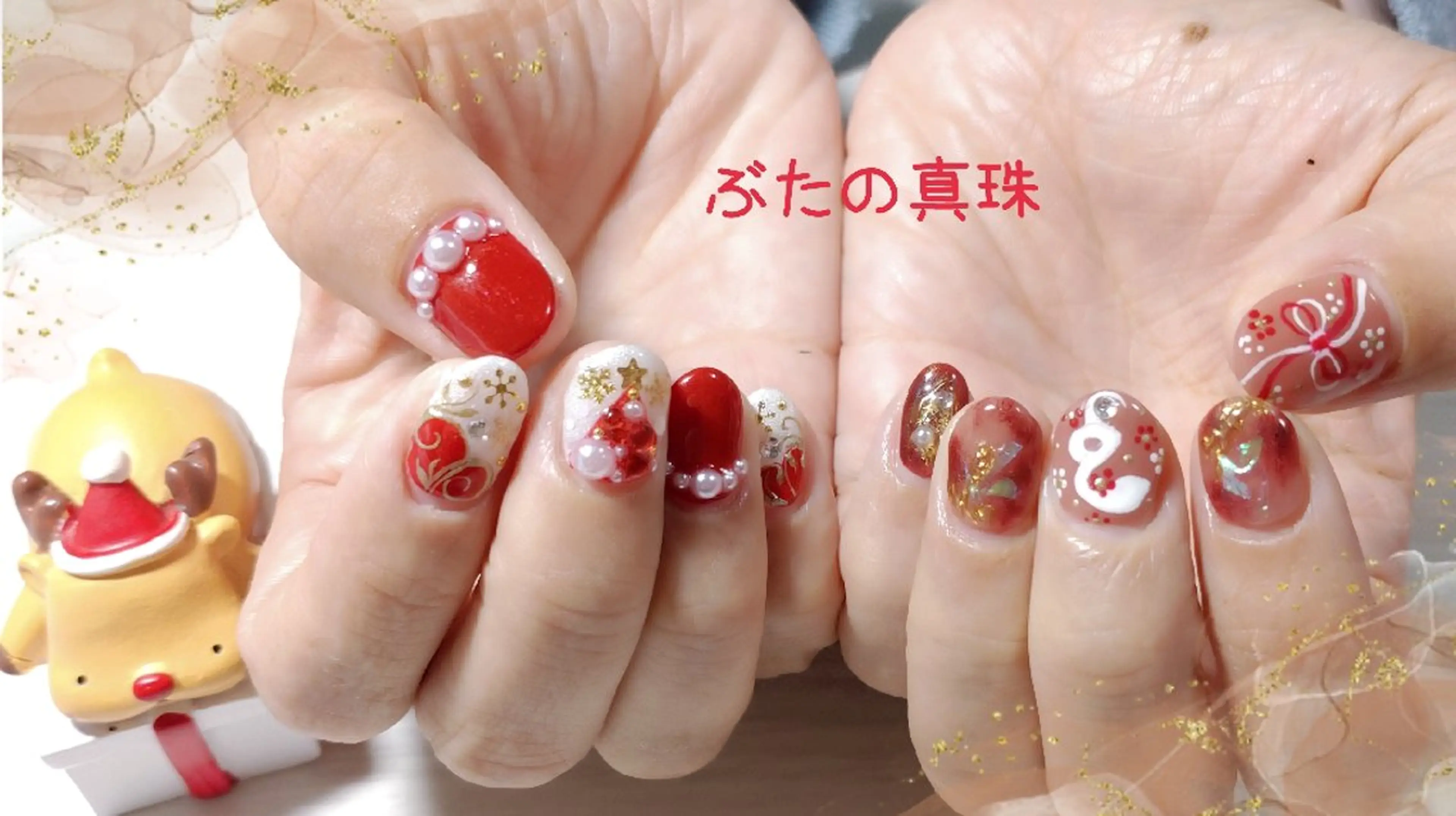 ネイル 冬ネイル クリスマス ハンドネイル 林 珠里のネイルデザイン