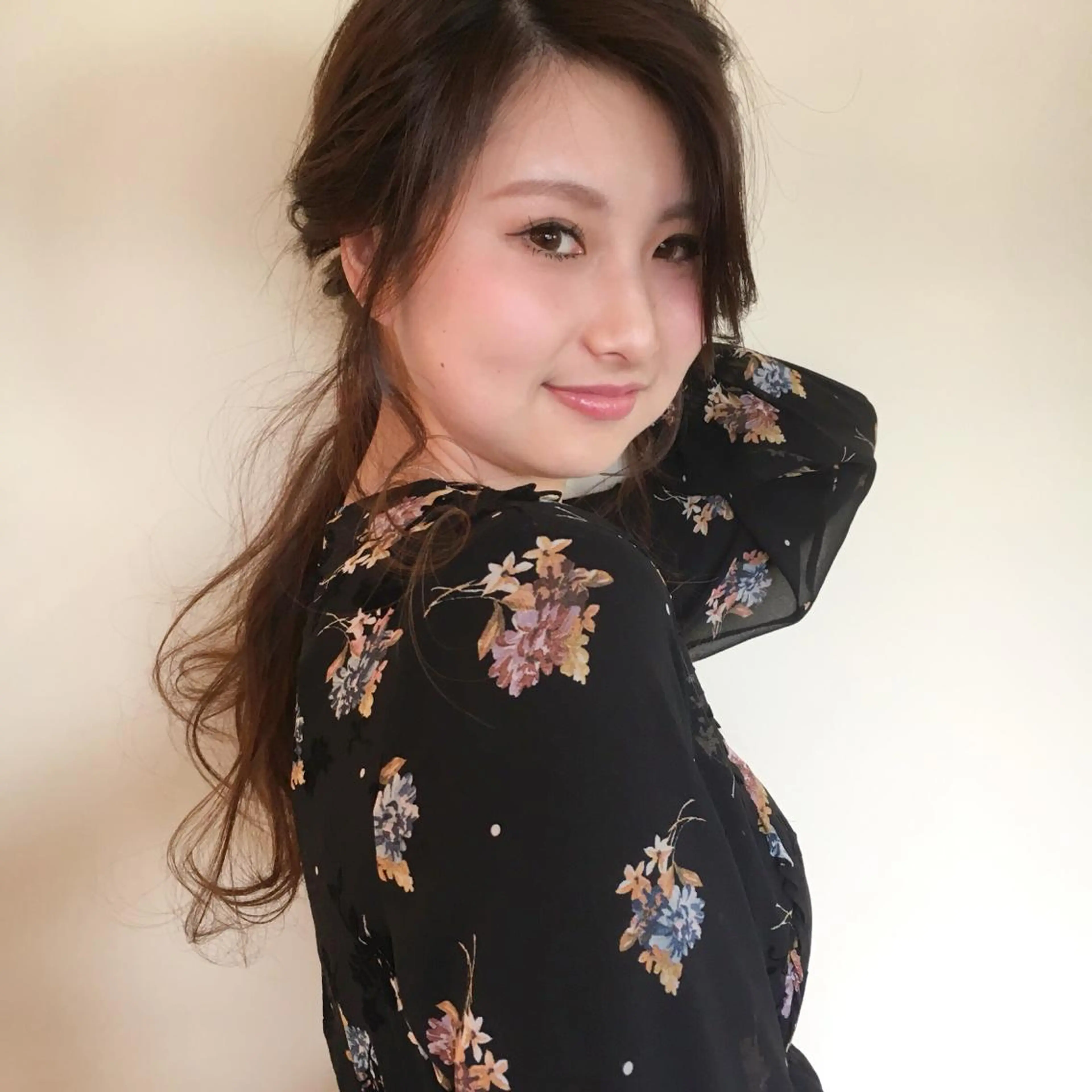 ロング カラー ヘアアレンジ 薬院:今泉/上川美幸 ボブ/顔周りレイヤーのヘアスタイル