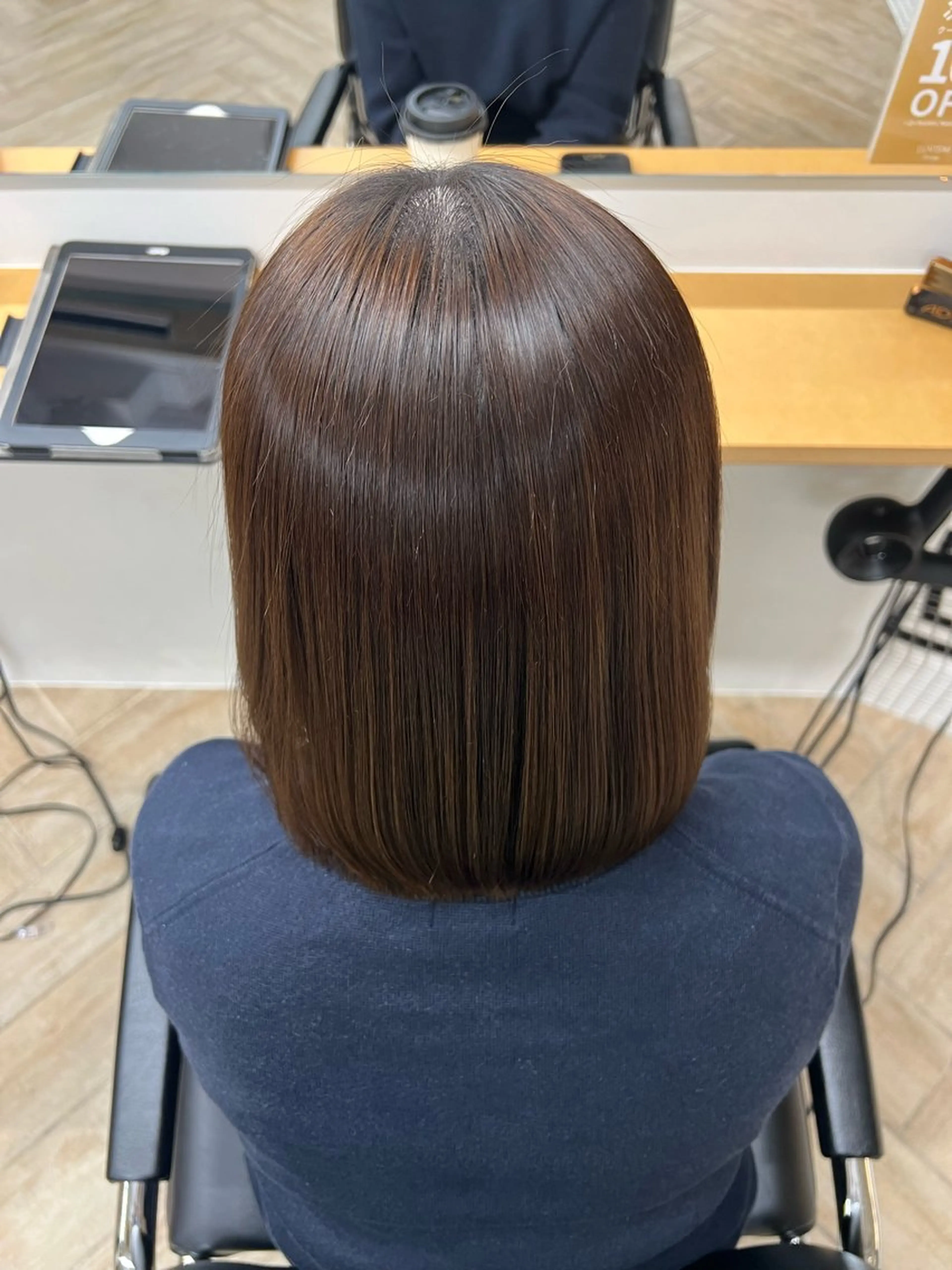 ミディアム 縮毛矯正 トリートメント ベージュ/髪質改善 新潟/万代/井上佑のヘアスタイル