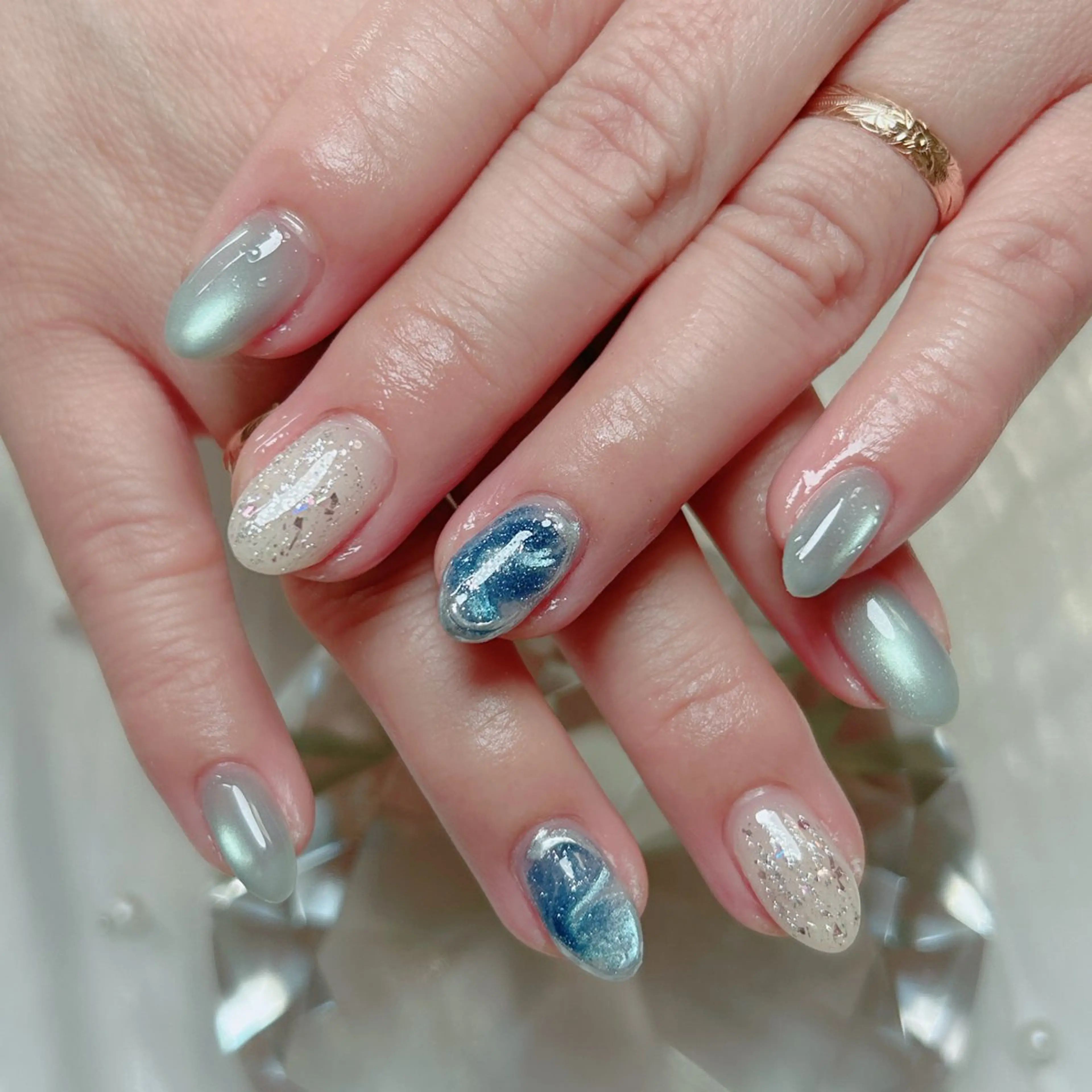 ネイル チークネイル ジェルネイル キラキラネイル 韓国ネイル ニュアンスネイル ハンドネイル Cute Tips nailのネイルデザイン
