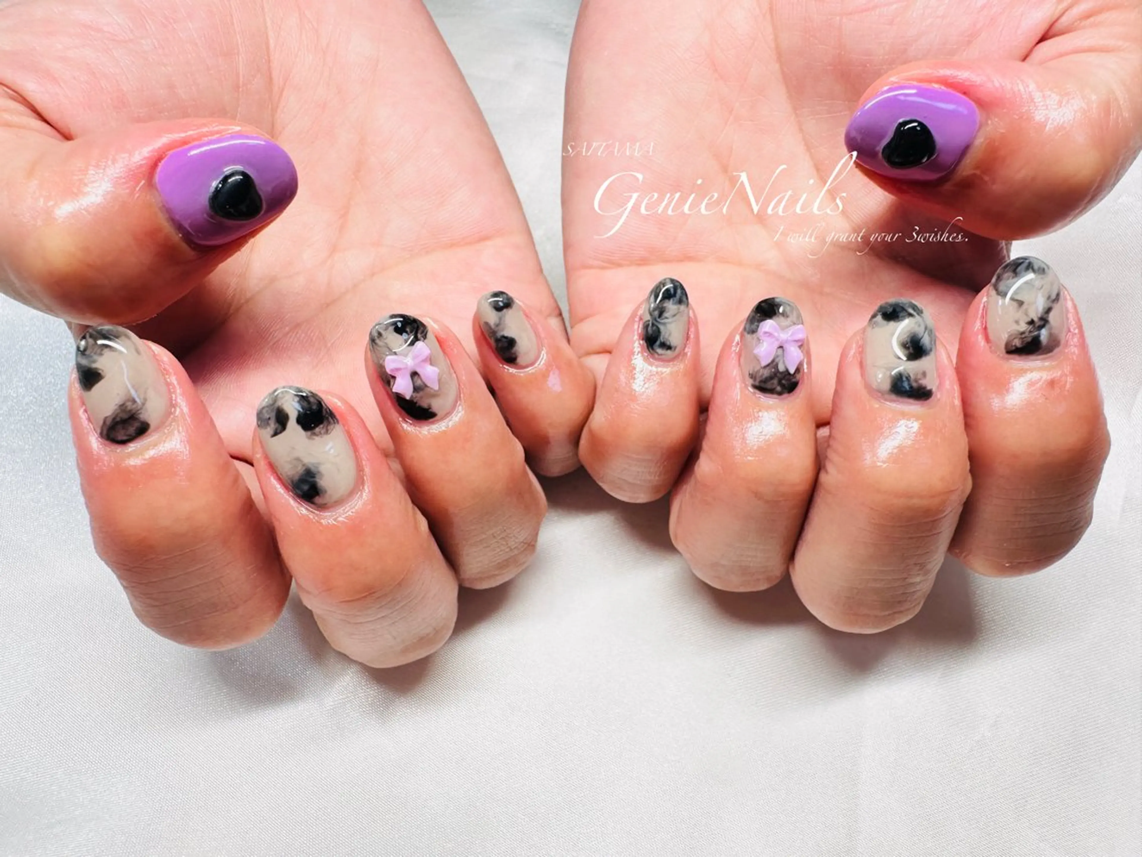 メンズ ネイル アートネイル 長さ出し 氷ネイル・うるうるネイル ロングネイル 持ち込み Genie Nailsのネイルデザイン