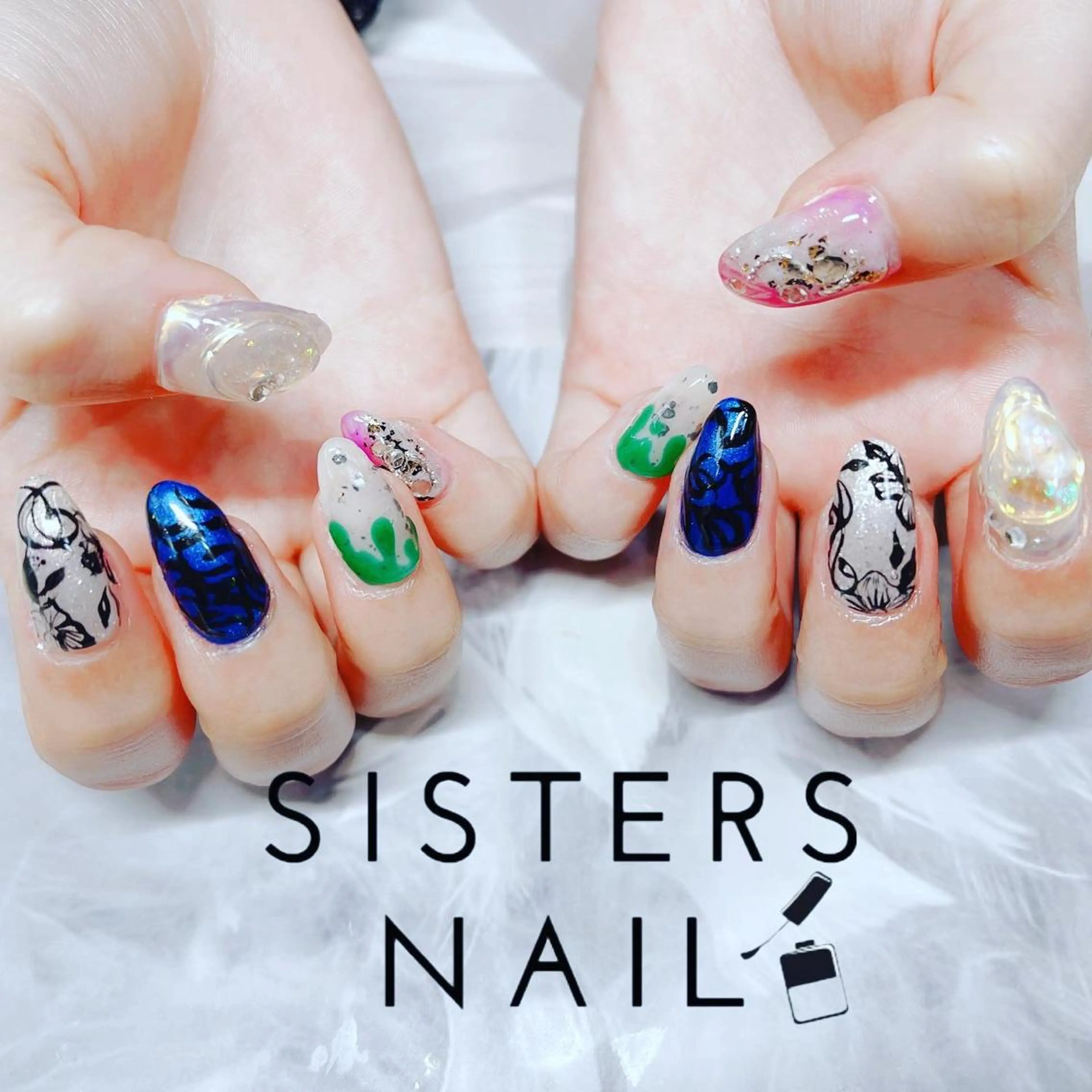 ネイル アートネイル オーロラネイル 韓国ネイル 大理石ネイル(マーブル) ニュアンスネイル sisters nail.fのネイルデザイン