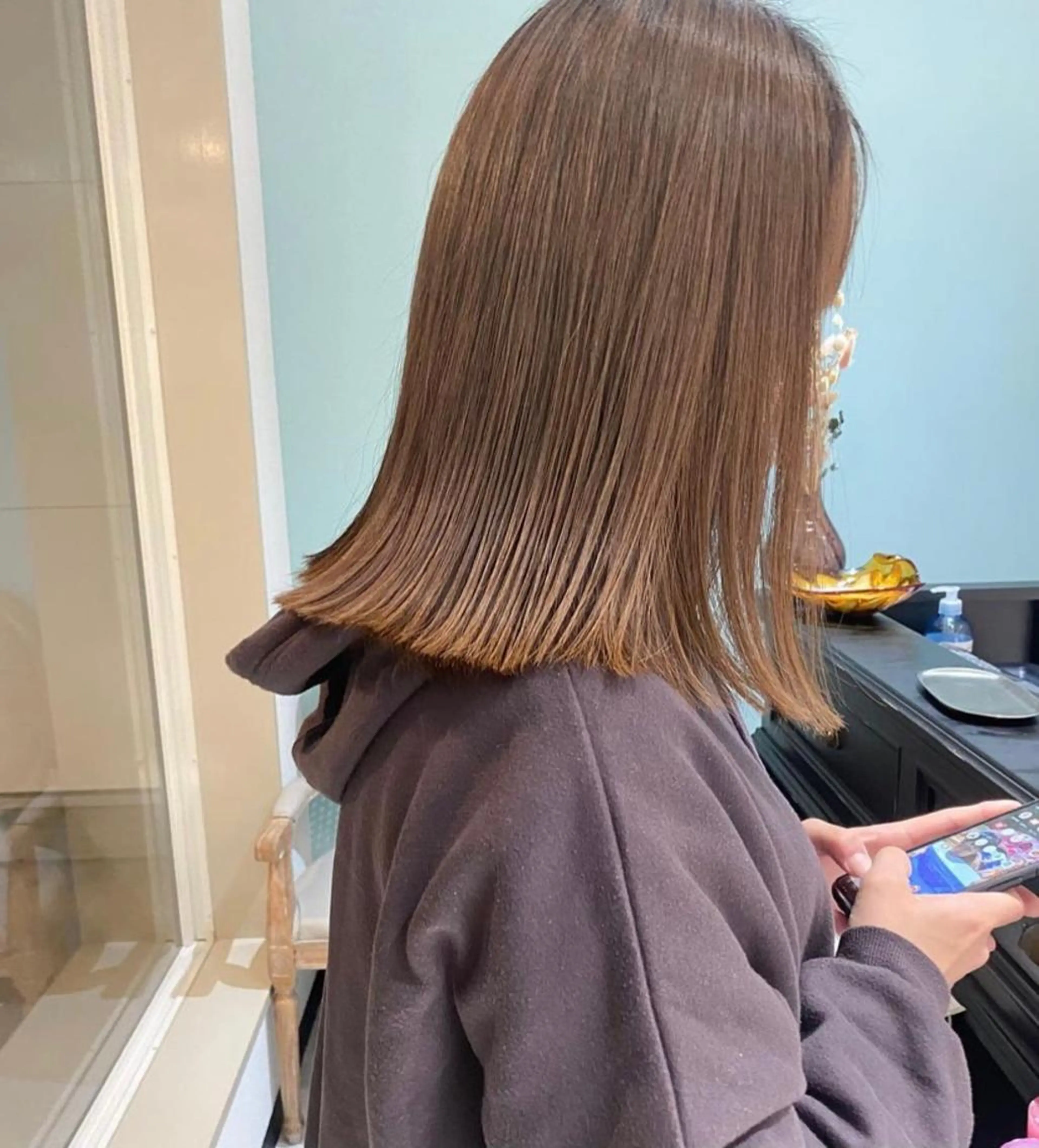 セミロング カラー カット ヘアカラー 藤井 貴美子のヘアスタイル