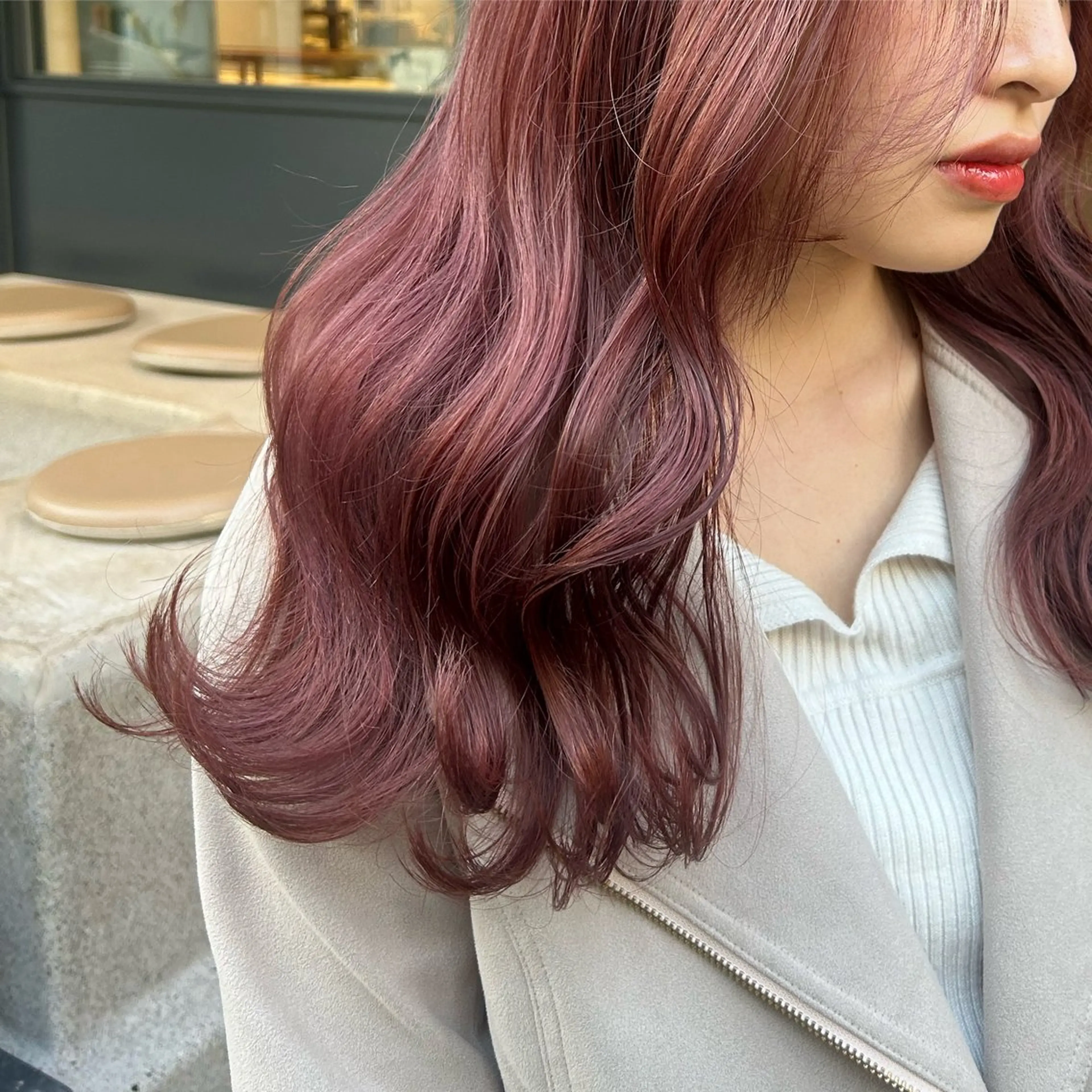 ロング カラー カット ヘアカラー トリートメント 🌷ラベンダーピンク 顔まわり🌷ねいろのヘアスタイル