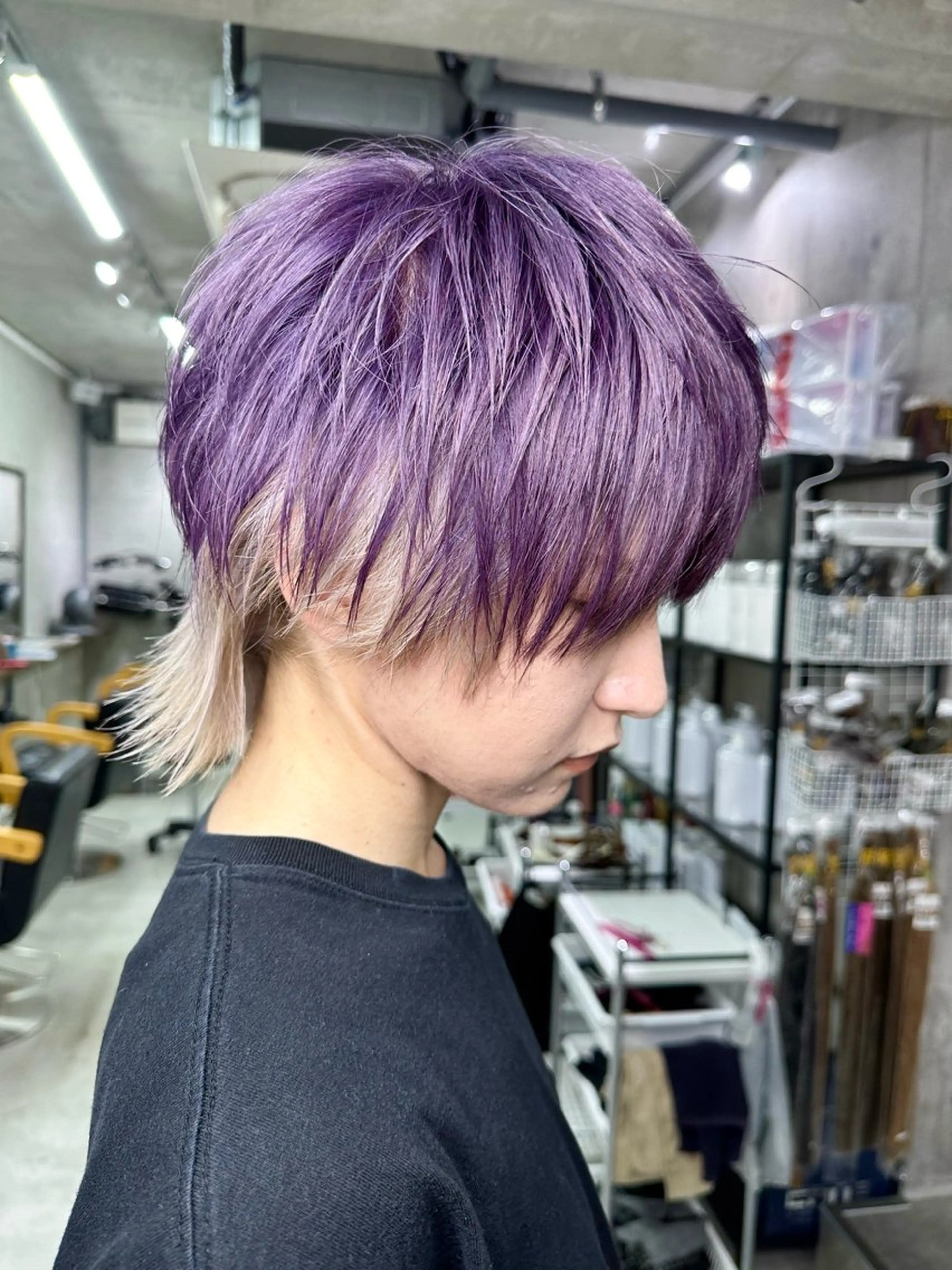 ショート カラー ラベンダーカラー ウルフカット カット ヘアカラー 名古屋のピンク好き かずくん🦩のヘアスタイル