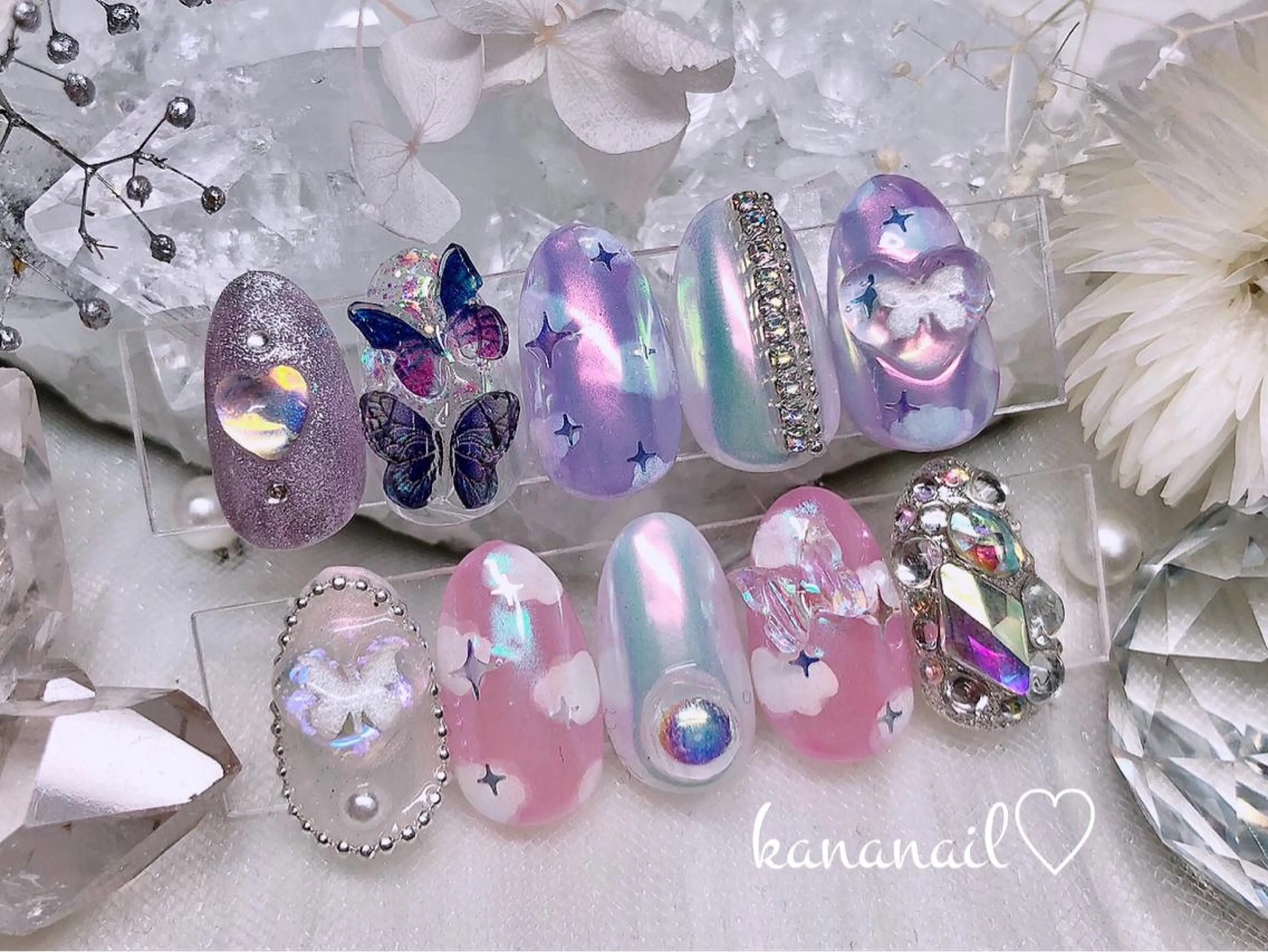 ネイル アートネイル ピンク パープル kananail ♡のネイルデザイン