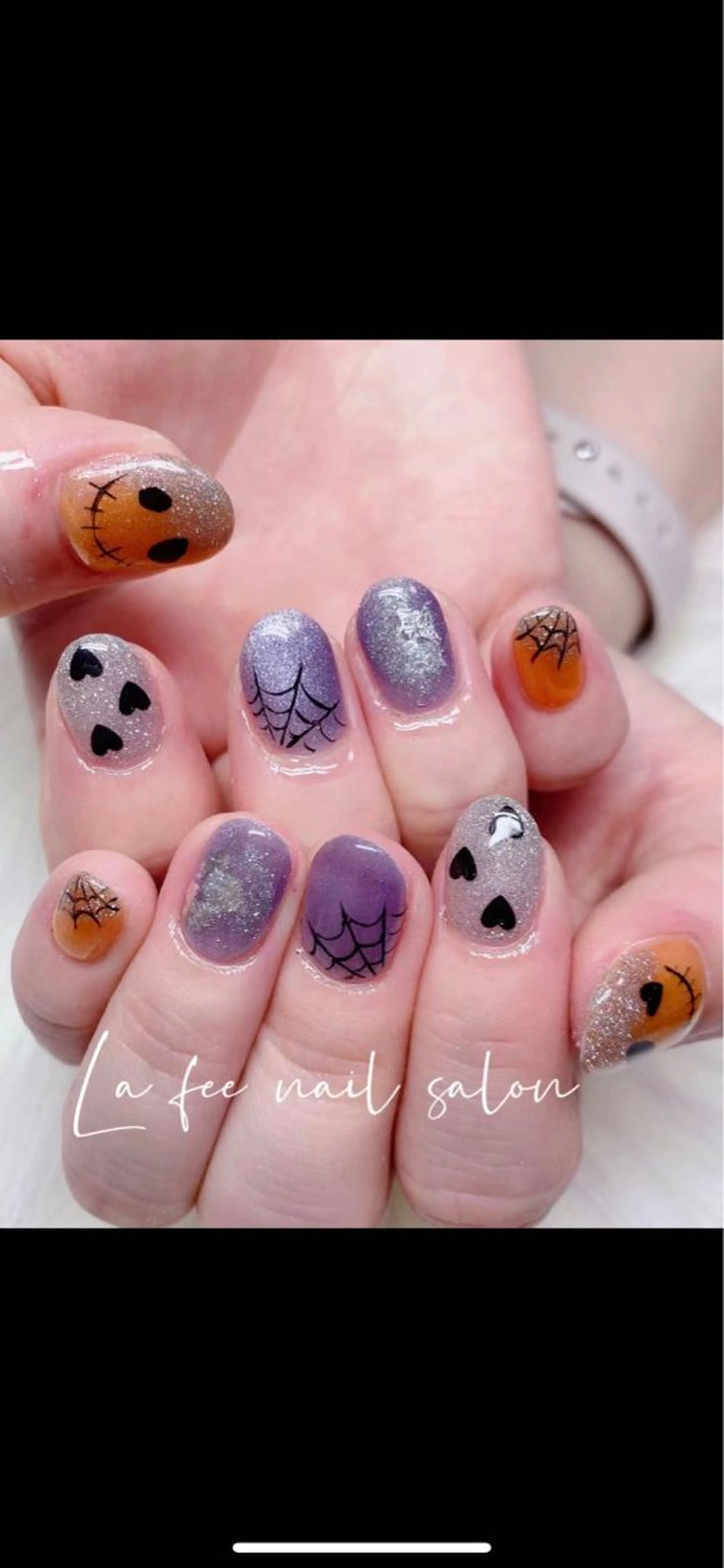 ネイル ジェルネイル ハロウィン ハート 韓国ネイル ニュアンスネイル Niko nailサロンのネイルデザイン