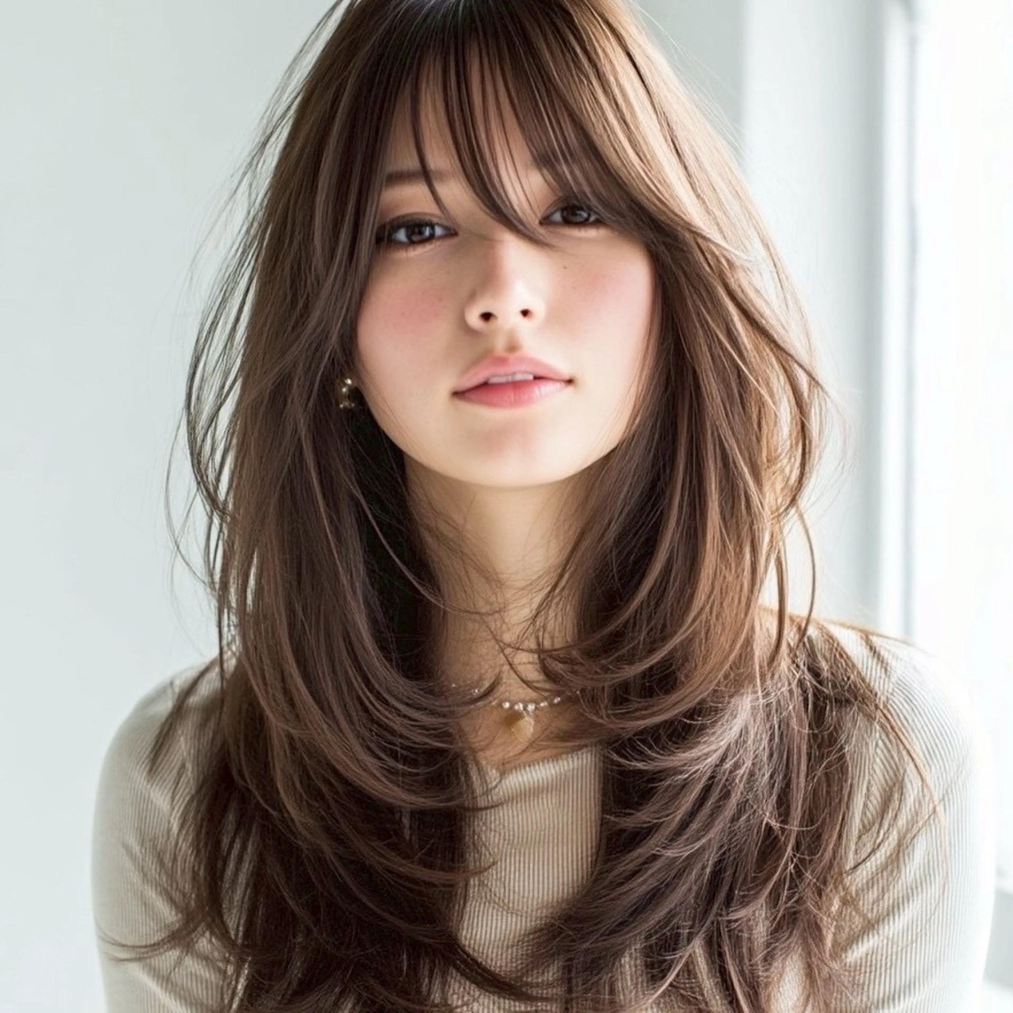 ロング カット 縮毛矯正 こうき/前髪割れ癖 改善/カット/カラーのヘアスタイル