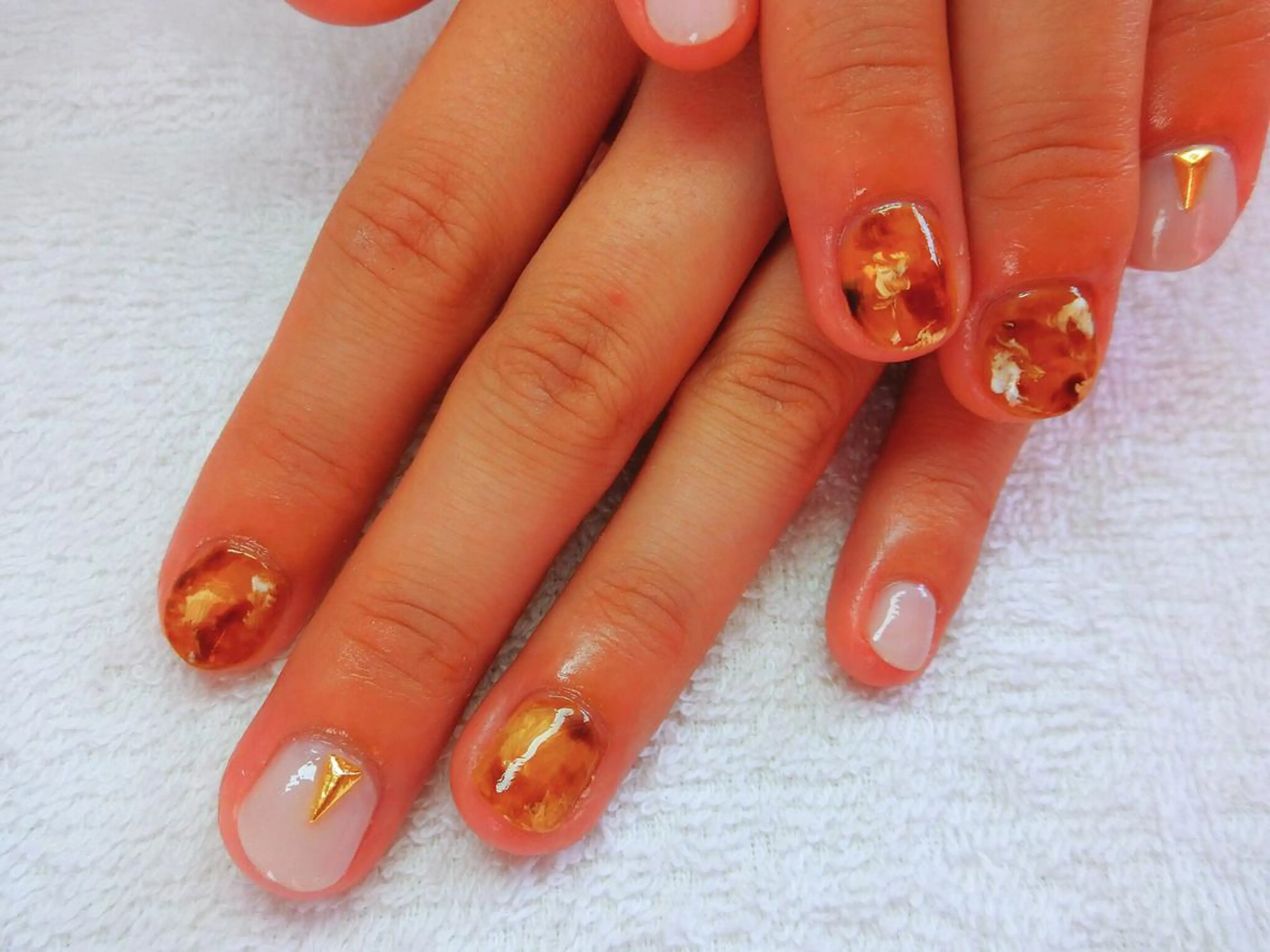 ネイル べっ甲ネイル ブラウン 大理石ネイル(マーブル) Era nailのネイルデザイン