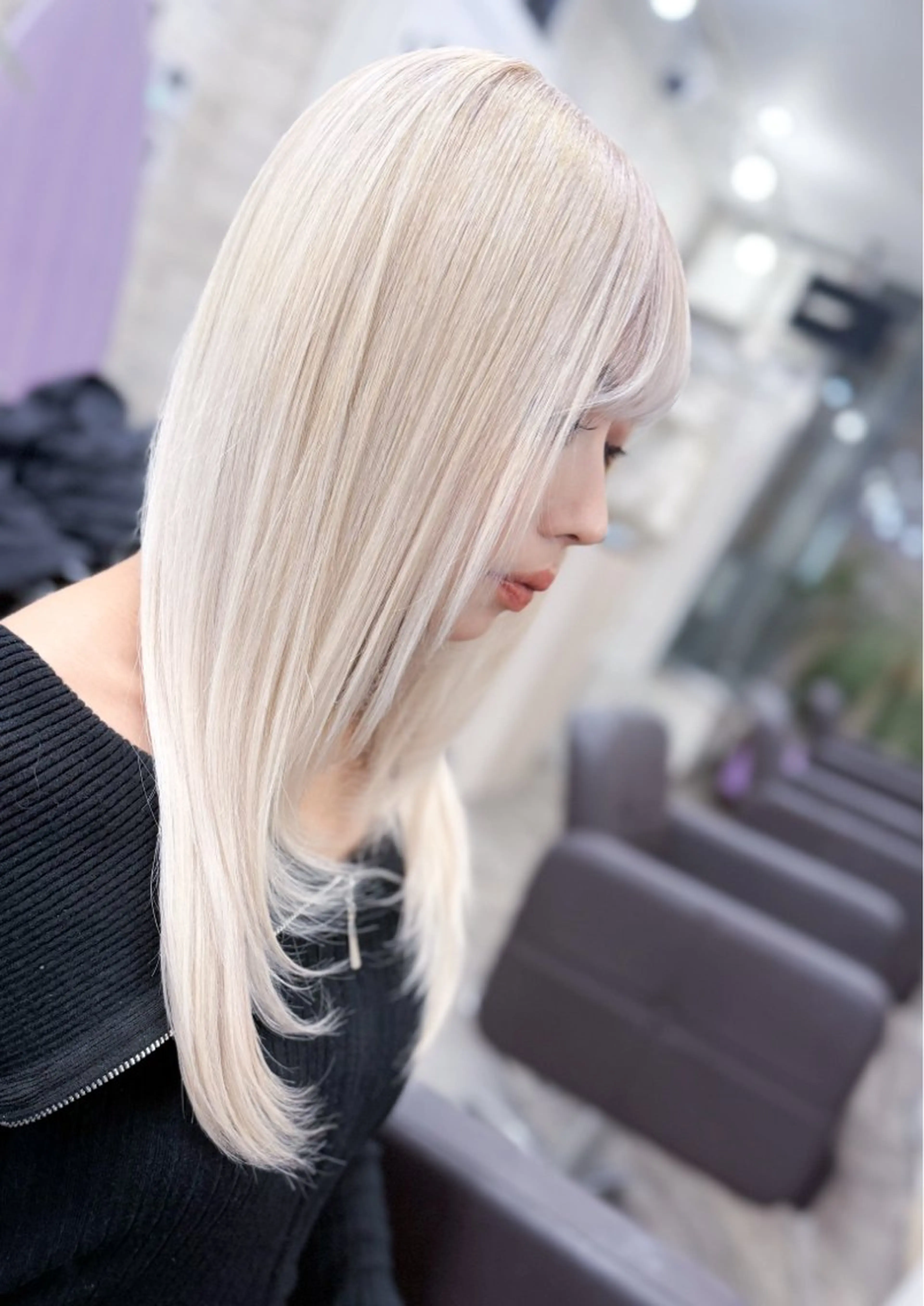 セミロング カラー ベージュカラー ホワイトベージュ レイヤーカット カット ヘアカラー 北沢 隆のヘアスタイル