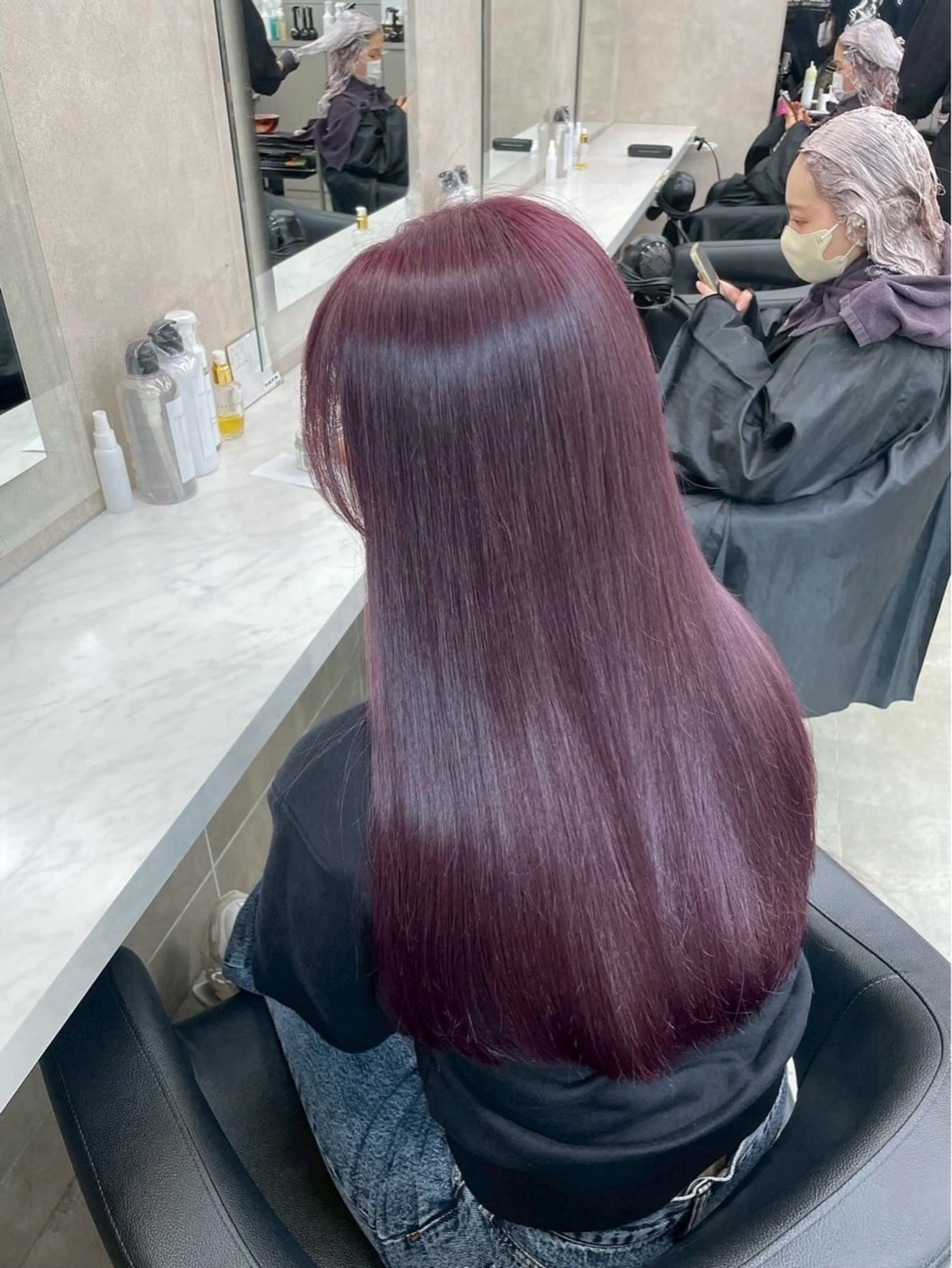 ロング カラー ブリーチ 透明感カラー ダブルカラー ブリーチなしカラー 髪質改善 透明感🤍レイヤー ベージュ🤍ピンクのヘアスタイル