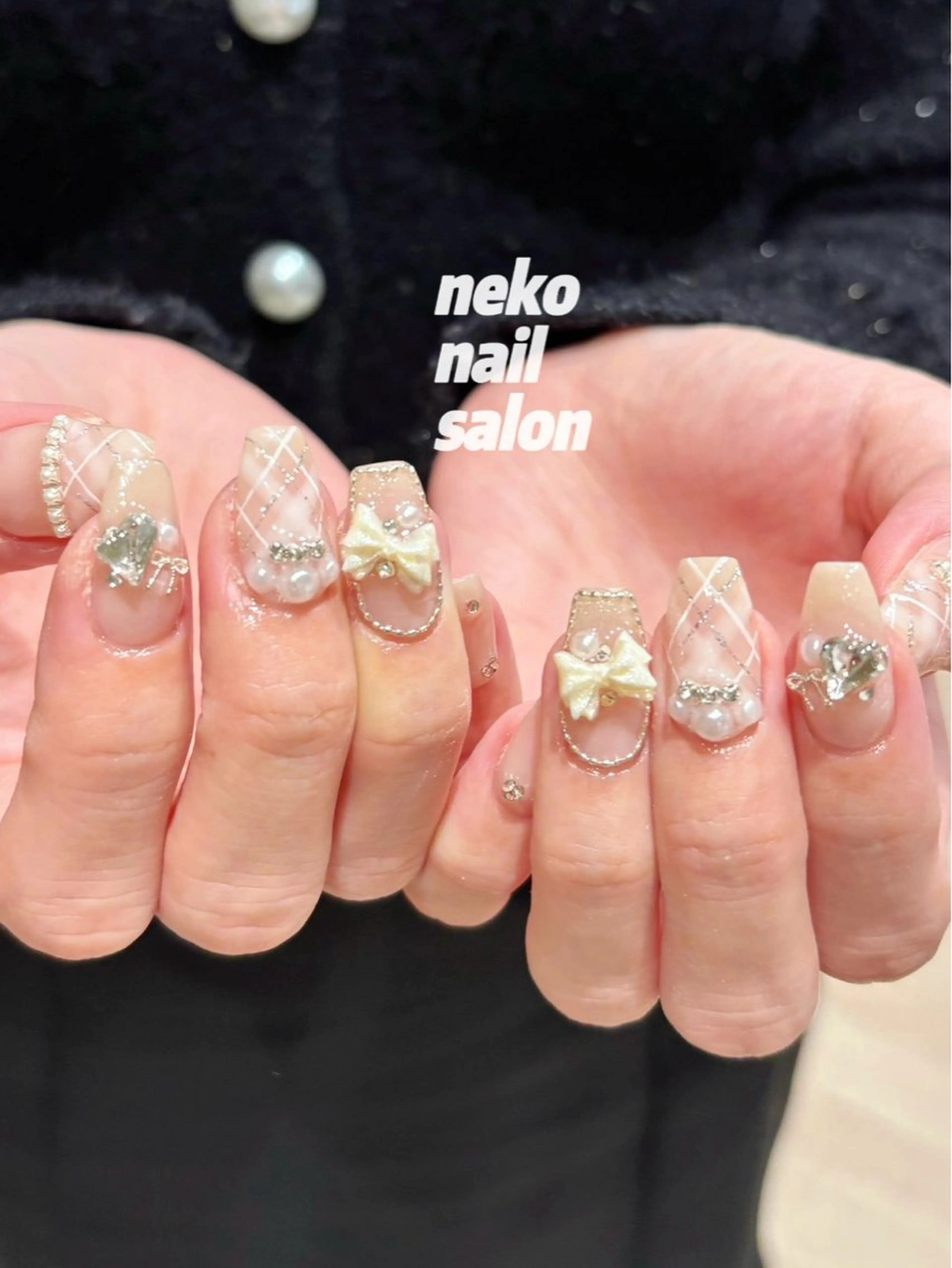 ネイル ガーリー 韓国ネイル ハンドネイル neko nailのネイルデザイン