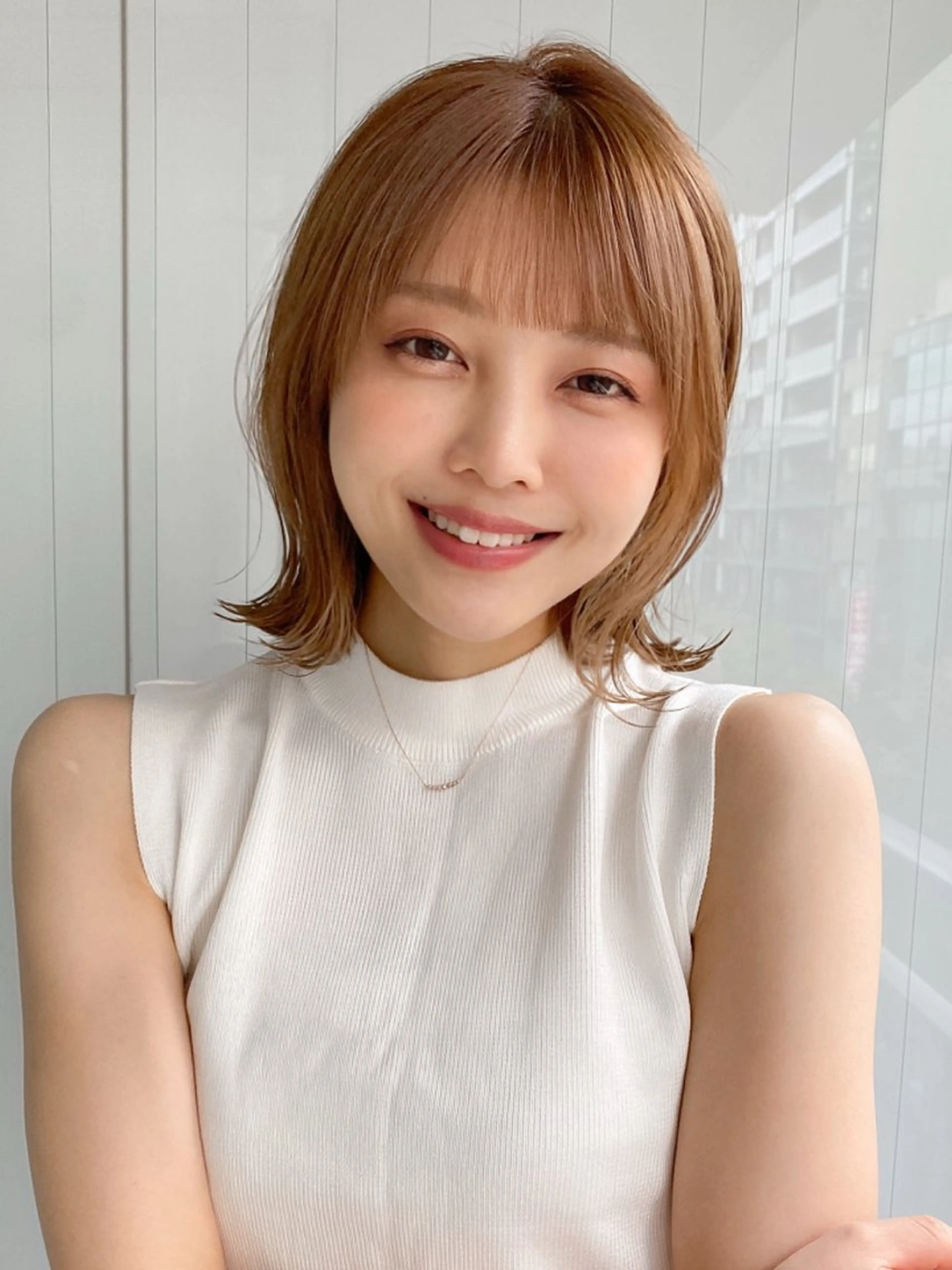 ミディアム カラー ボブ 縮毛矯正 カット ヘアカラー 縮毛矯正 トリートメント レイヤー×髪質改善✨ 渋谷/佐藤侑哉のヘアスタイル