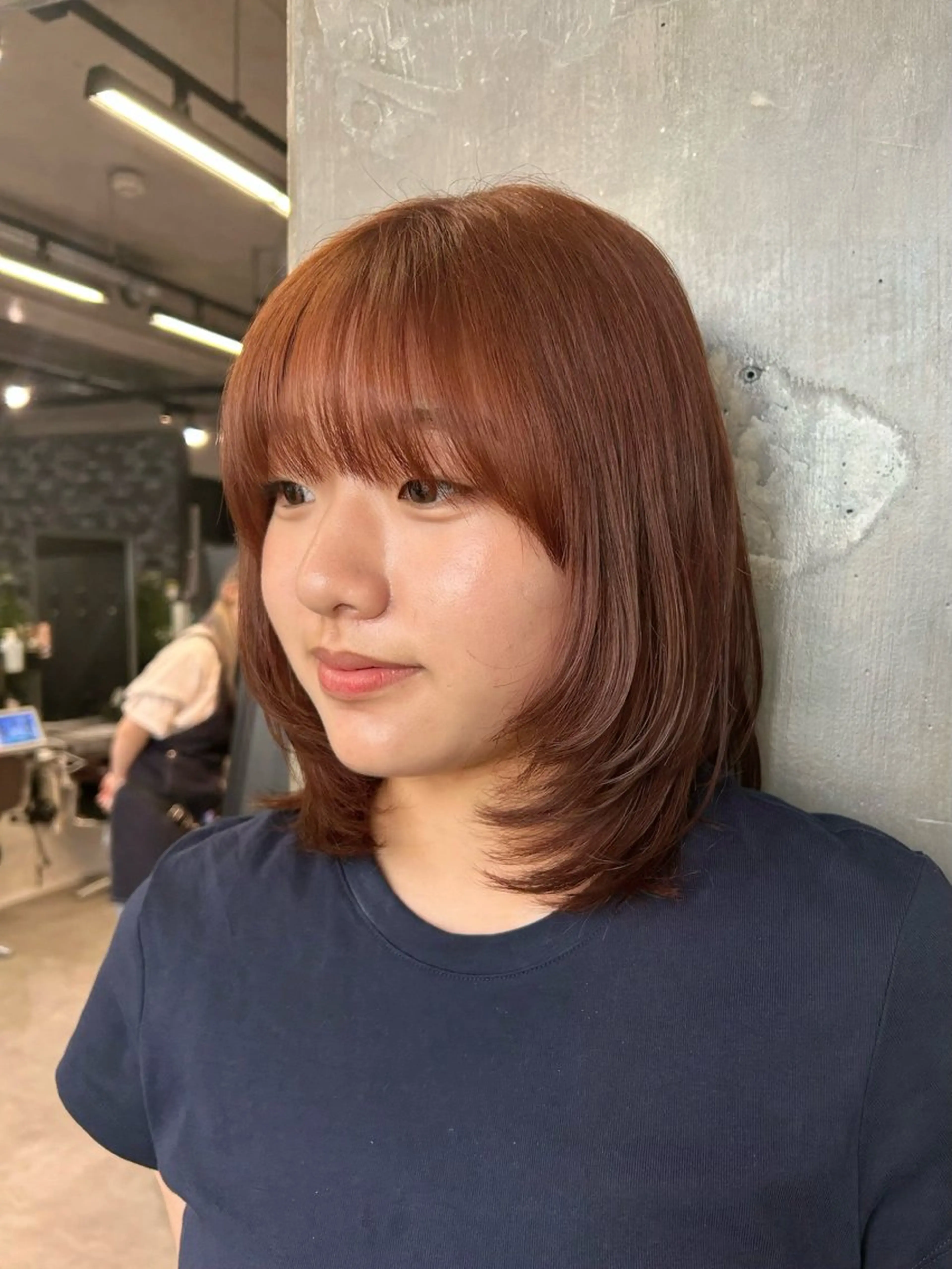 ミディアム ミディアムレイヤー レイヤーカット カット ヘアカラー ボブ/レイヤー/ ダブルカラー/みのりのヘアスタイル