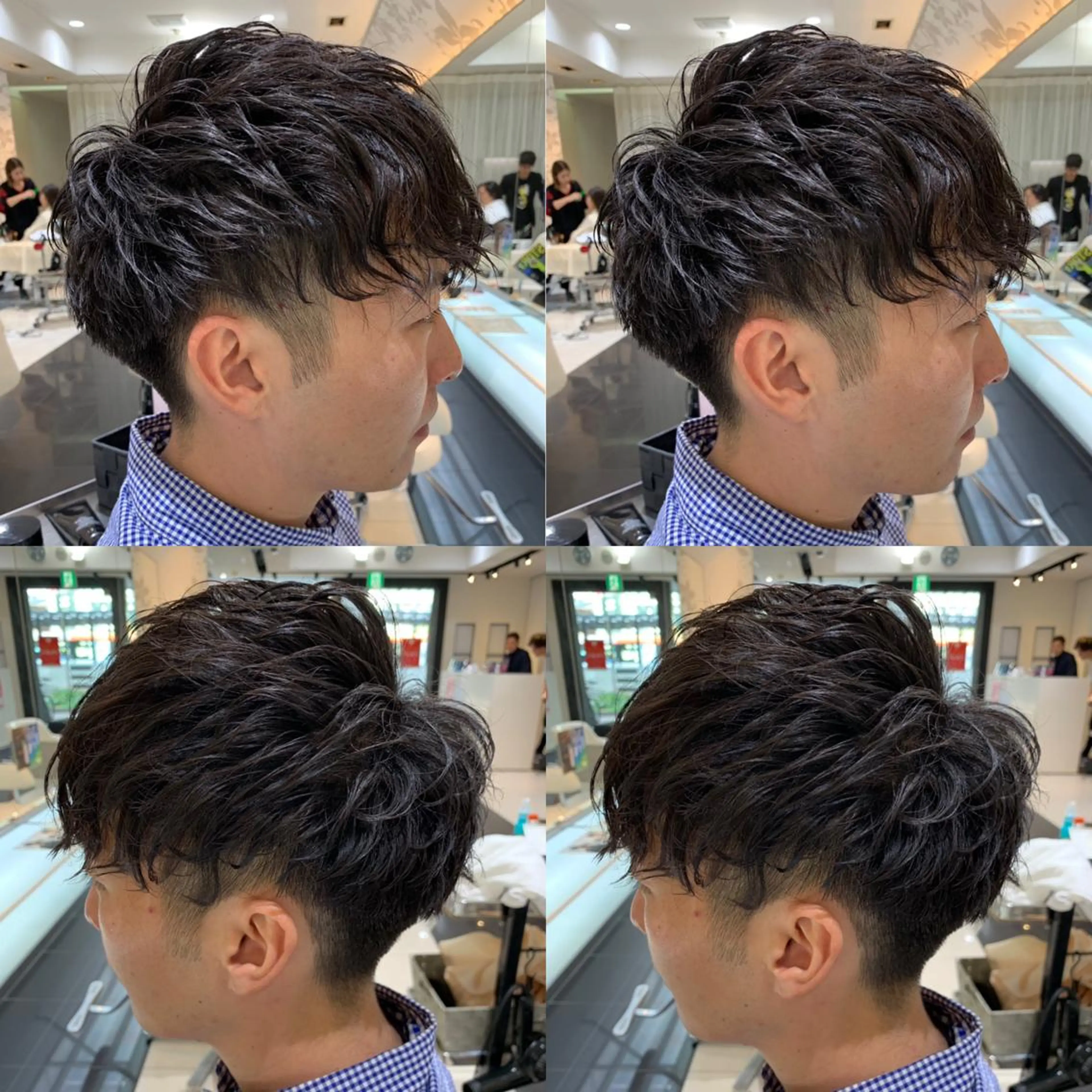 ショート パーマ メンズ マッシュ メンズパーマ スパイラルパーマ 赤み消しカラー /透明感カラー 上長のヘアスタイル