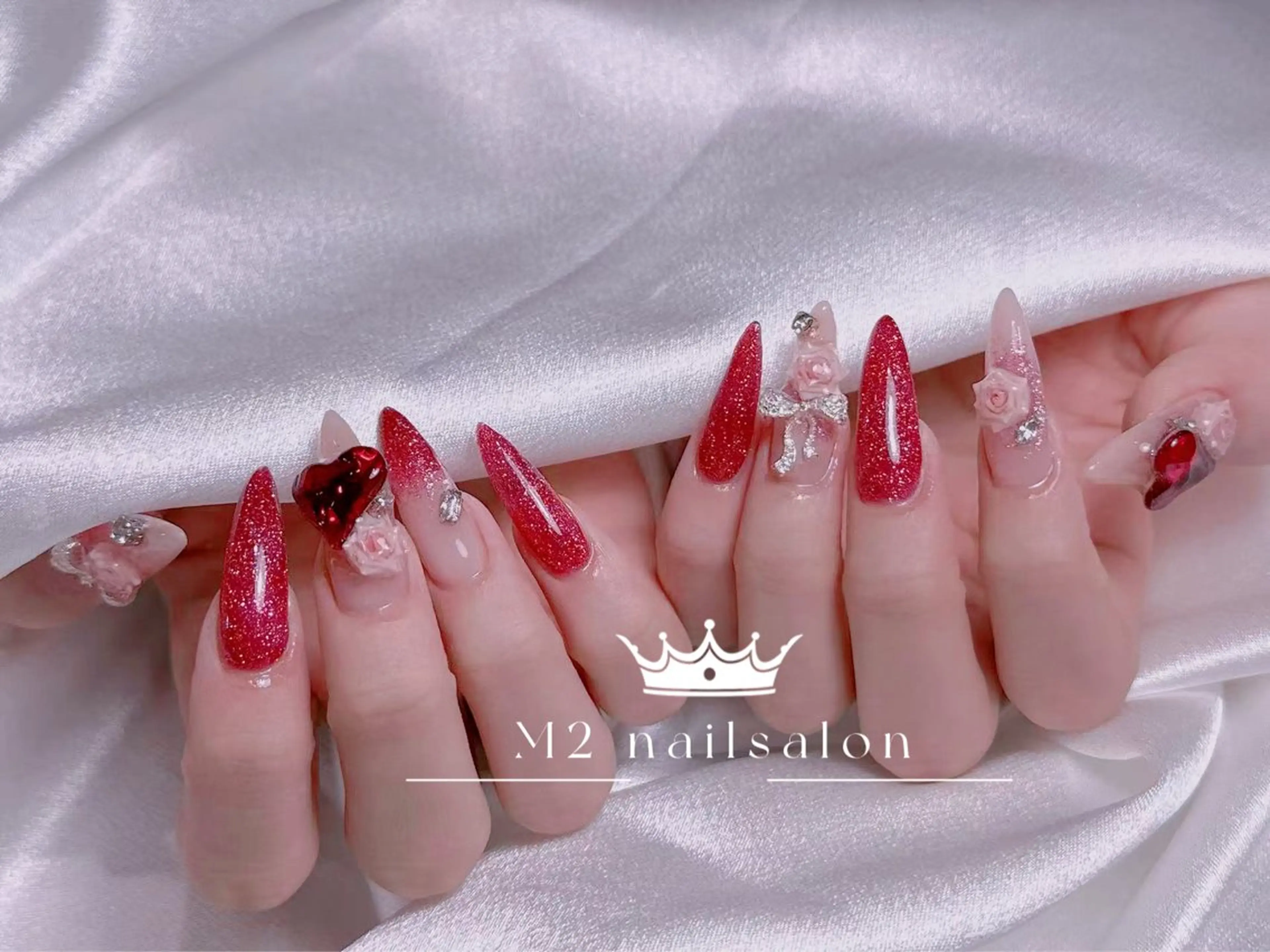 ネイル ジェルネイル 韓国ネイル マグネットネイル パラジェル ワンホンネイル ハンドネイル 長さだし専門店 M2　rikaのネイルデザイン