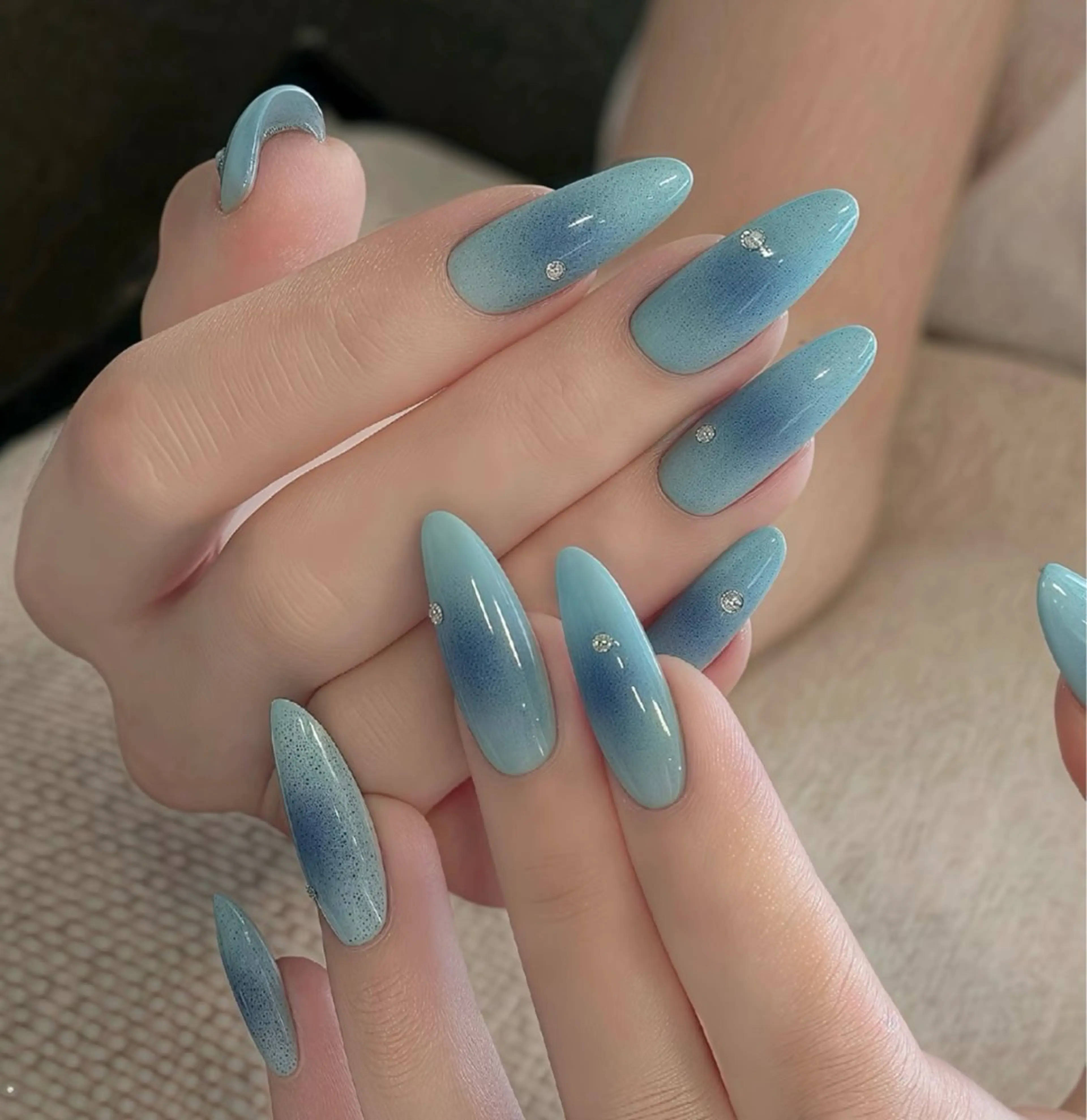 ネイル ストーンネイル ハンドネイル 長さだし専門店 M2　rikaのネイルデザイン